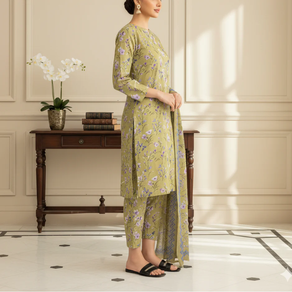 3PC Unstitched Printed Suit US5530 - Image 3