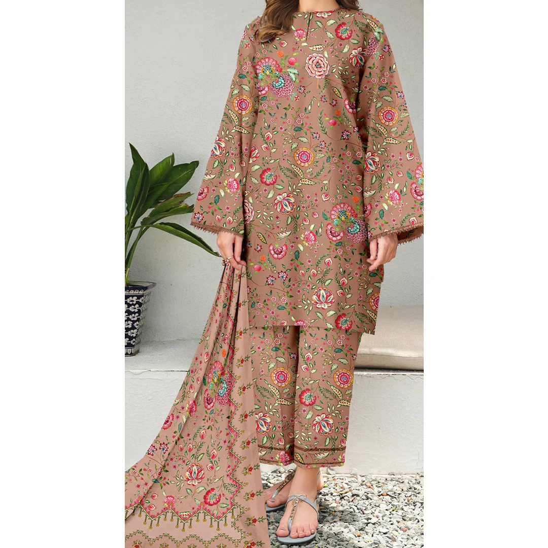 3PC Unstitched Printed Suit US5532 - Image 6