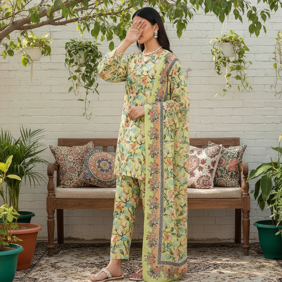 3PC Unstitched Printed Suit US5533 - Image 4