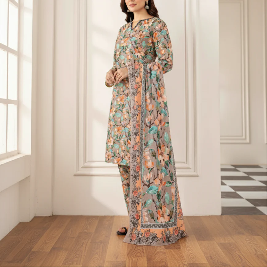 3PC Unstitched Printed Suit US5534 - Image 4