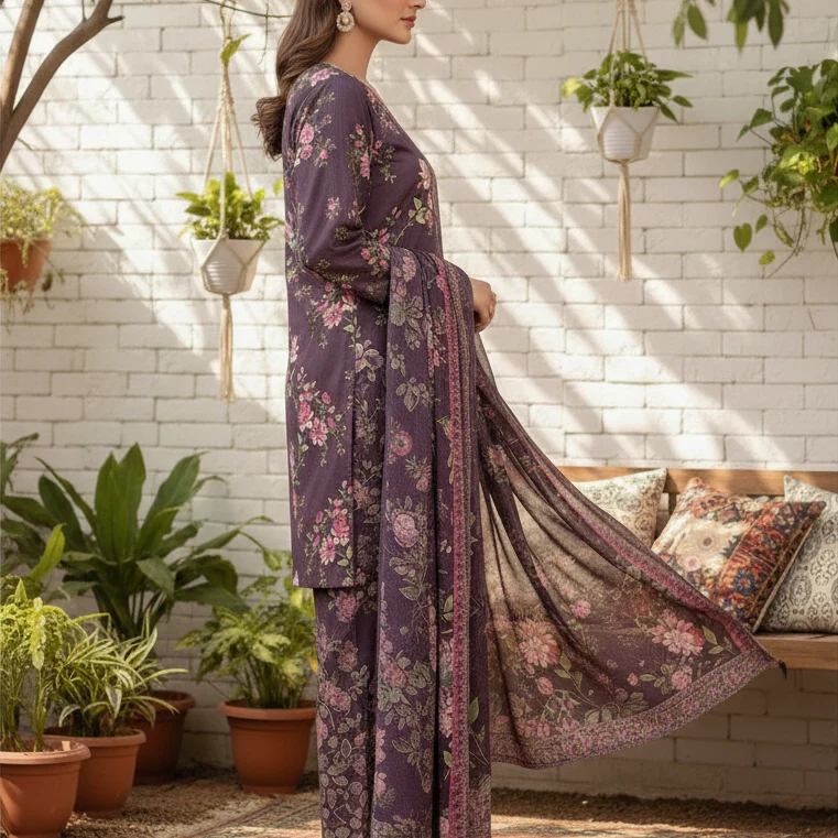 3PC Unstitched Printed Suit US5535 - Image 4