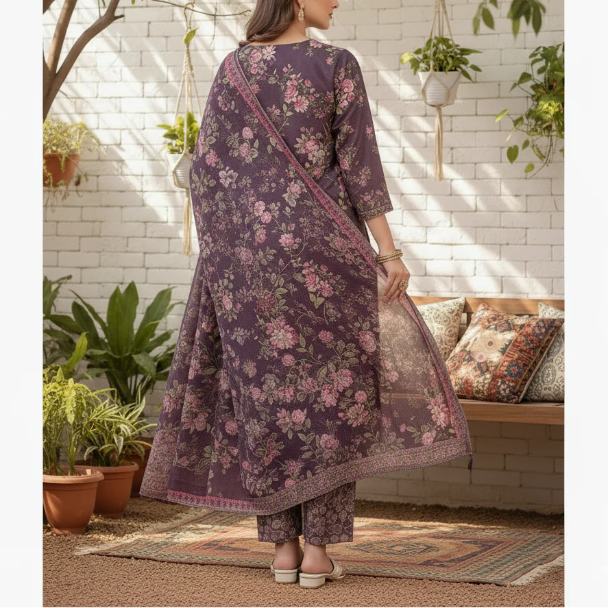 3PC Unstitched Printed Suit US5535 - Image 5