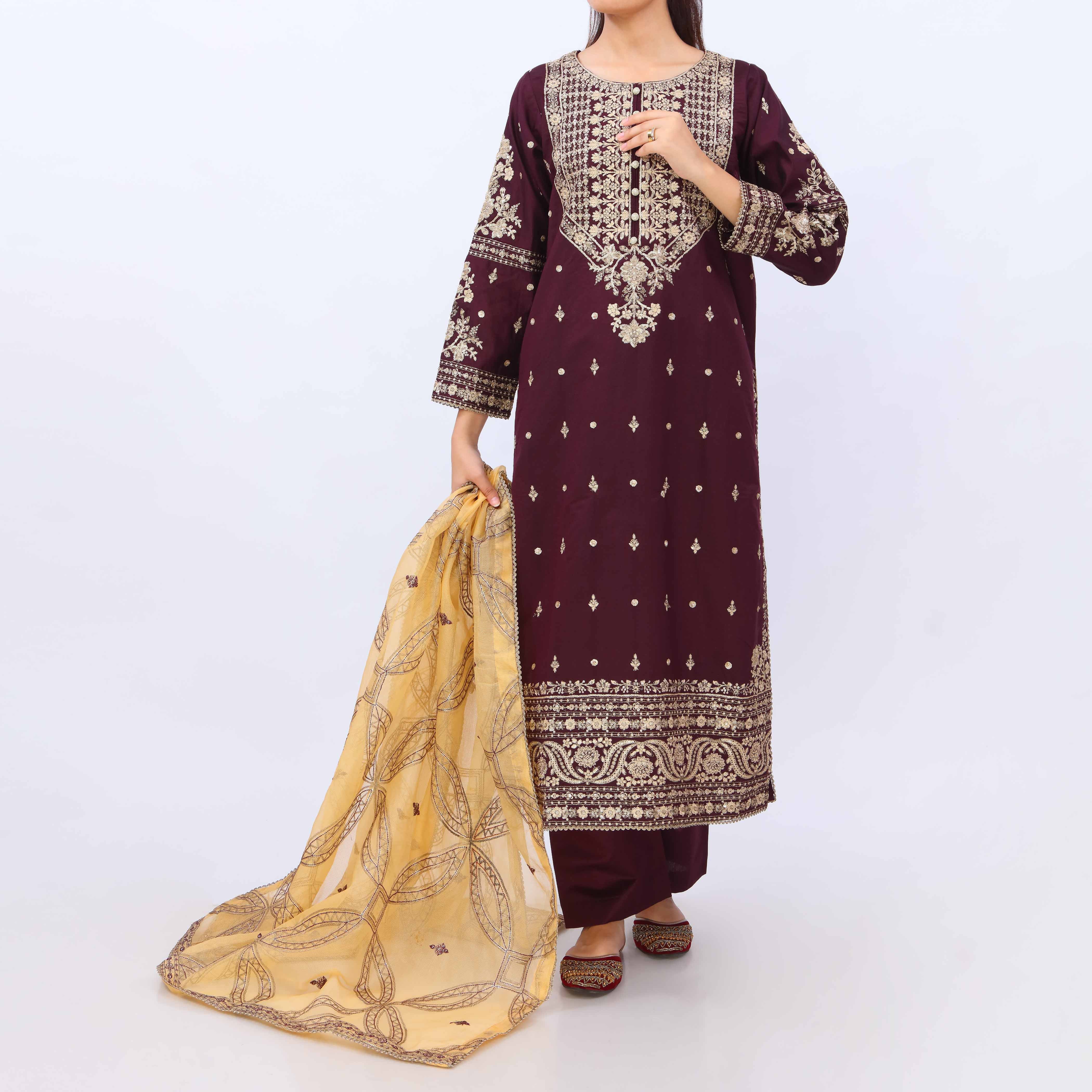 3 PC- Viscose Embellished Suit PF5036 - Image 2