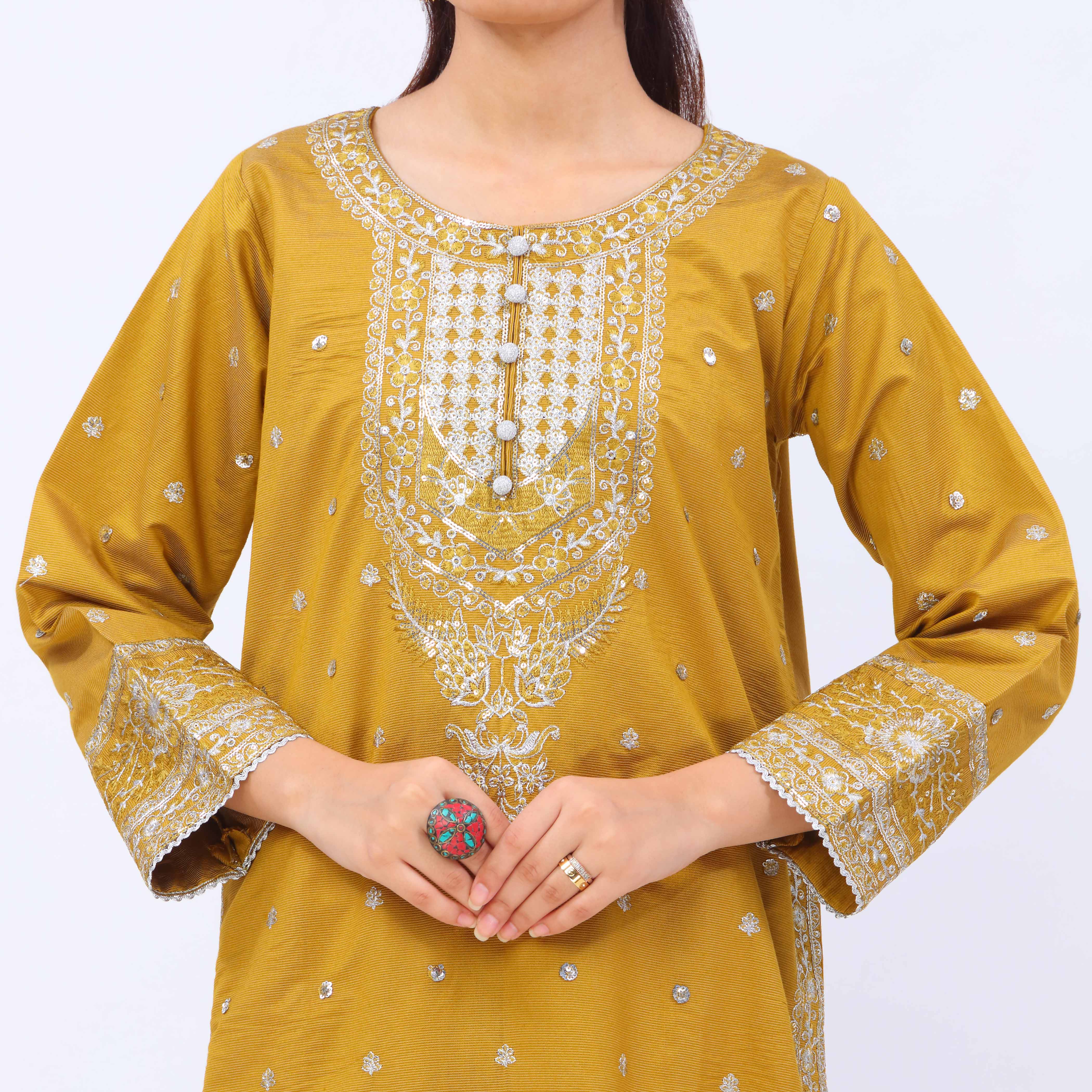 3 PC- Viscose Embellished Suit PF5049 - Image 3