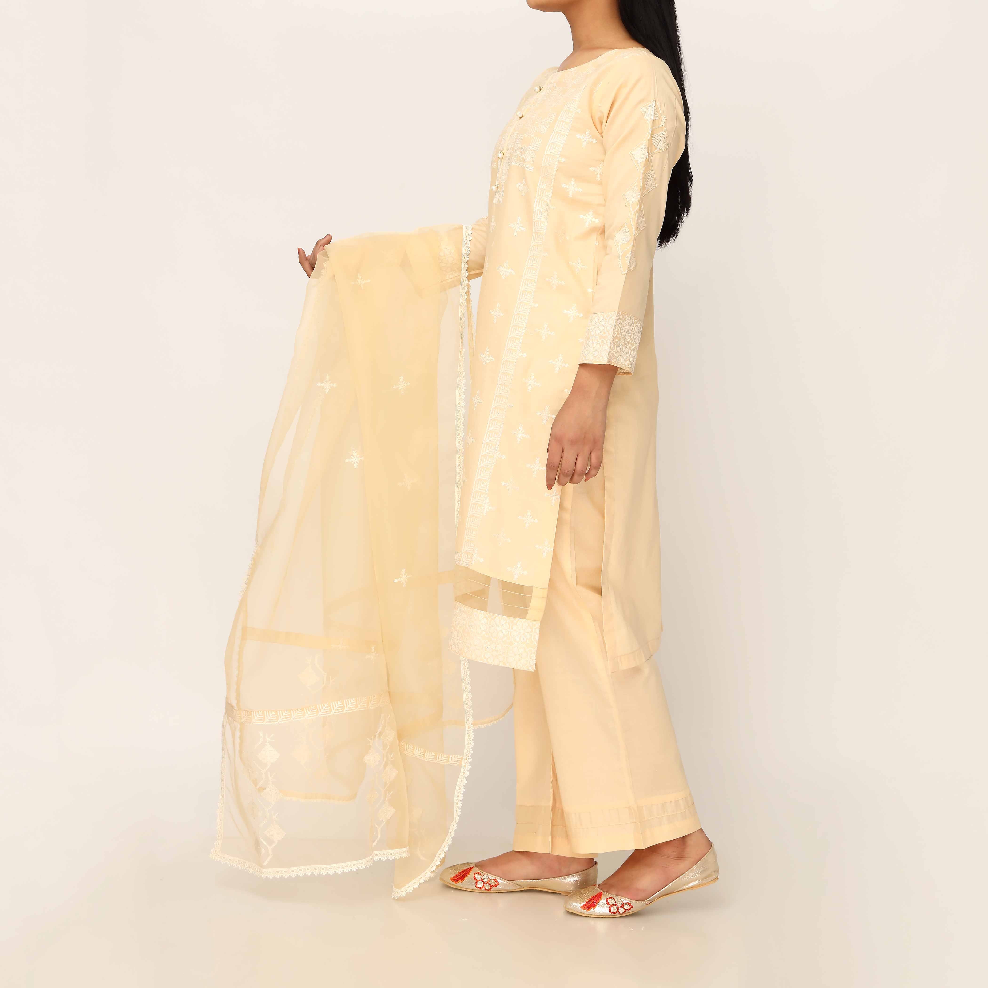 3PC- Cambric Embellished Suit PS5139 - Image 4