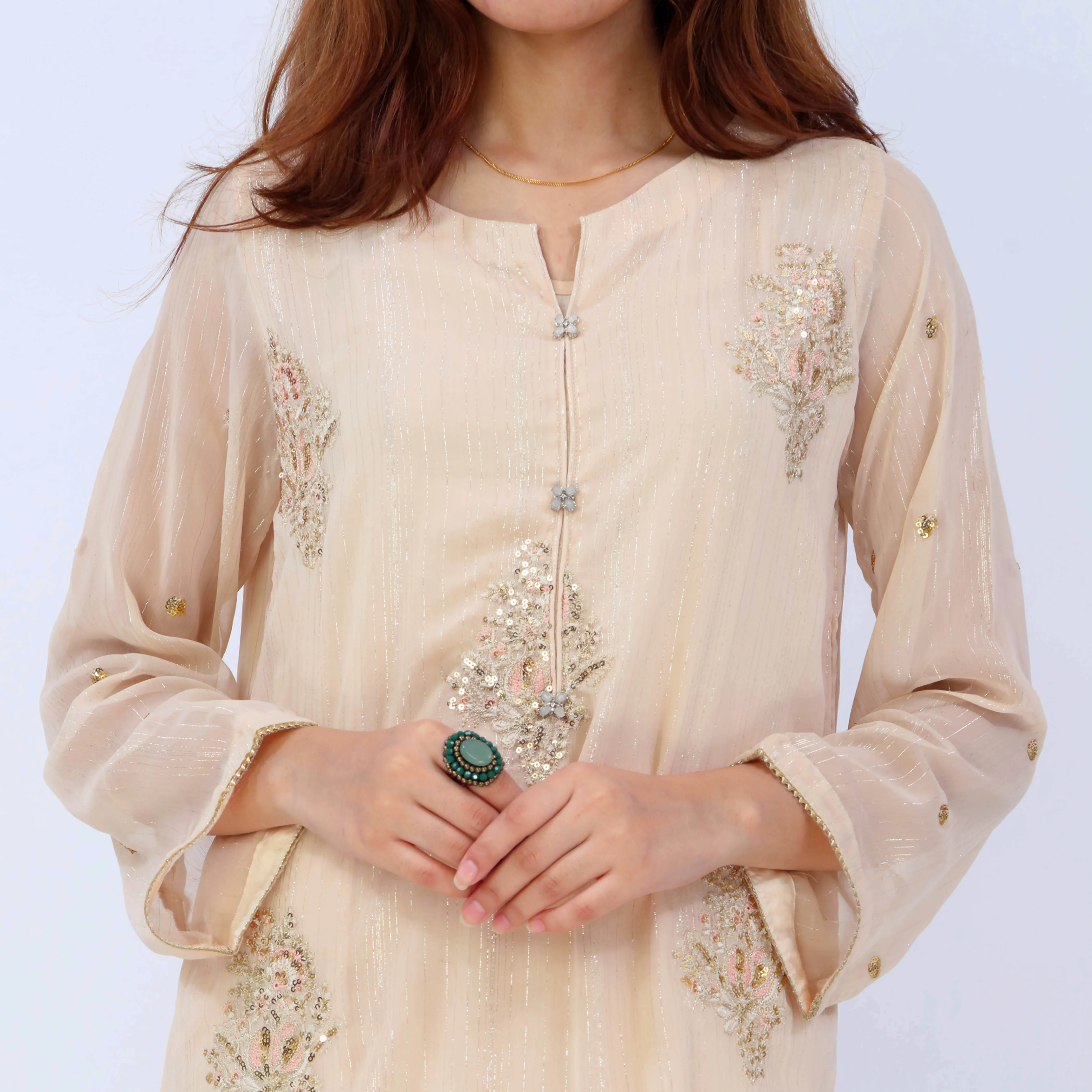 LUXE<br>3 PC Embroidered Suit PS5309 - Image 3