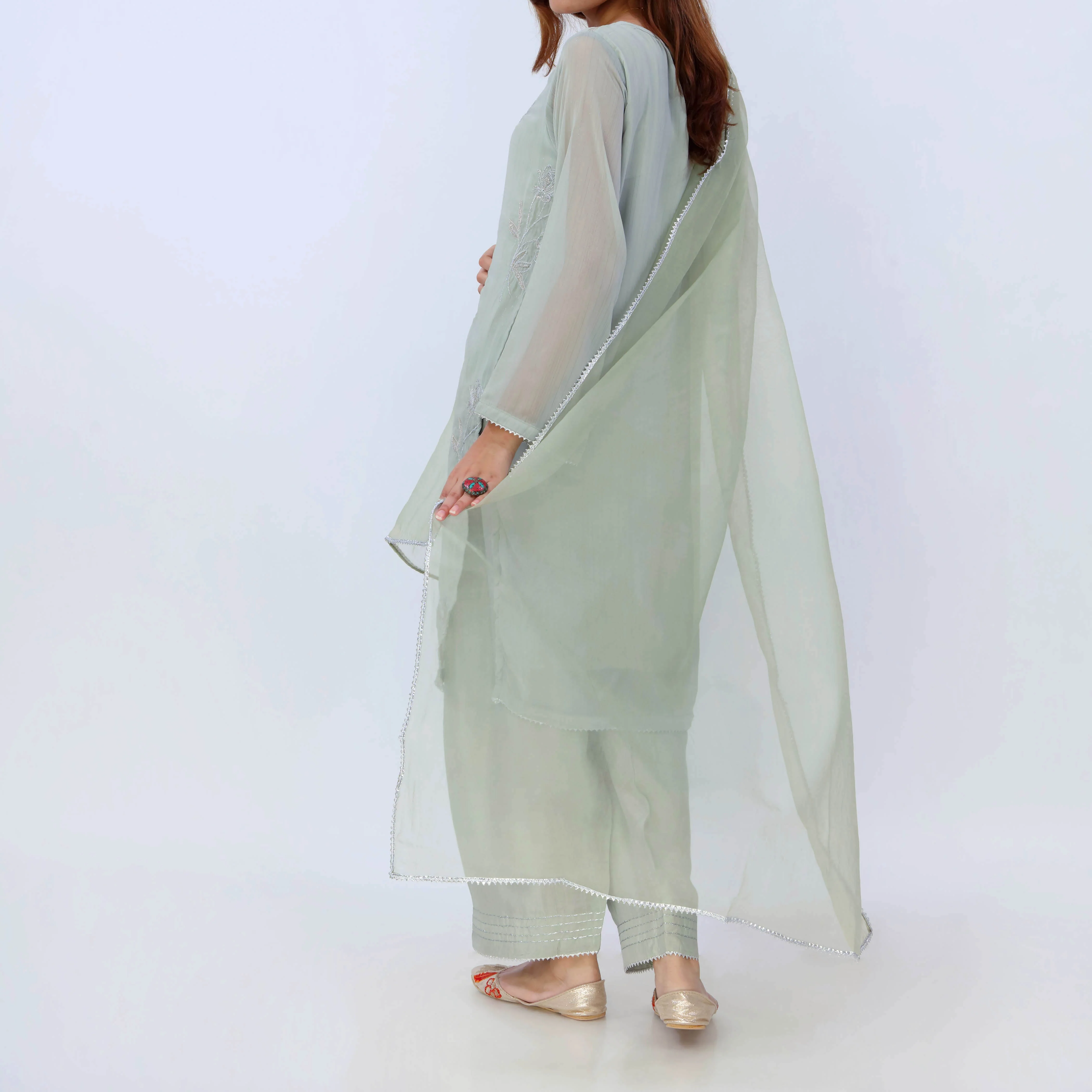 3PC- Chiffon Zari Suit PS5339 - Image 5