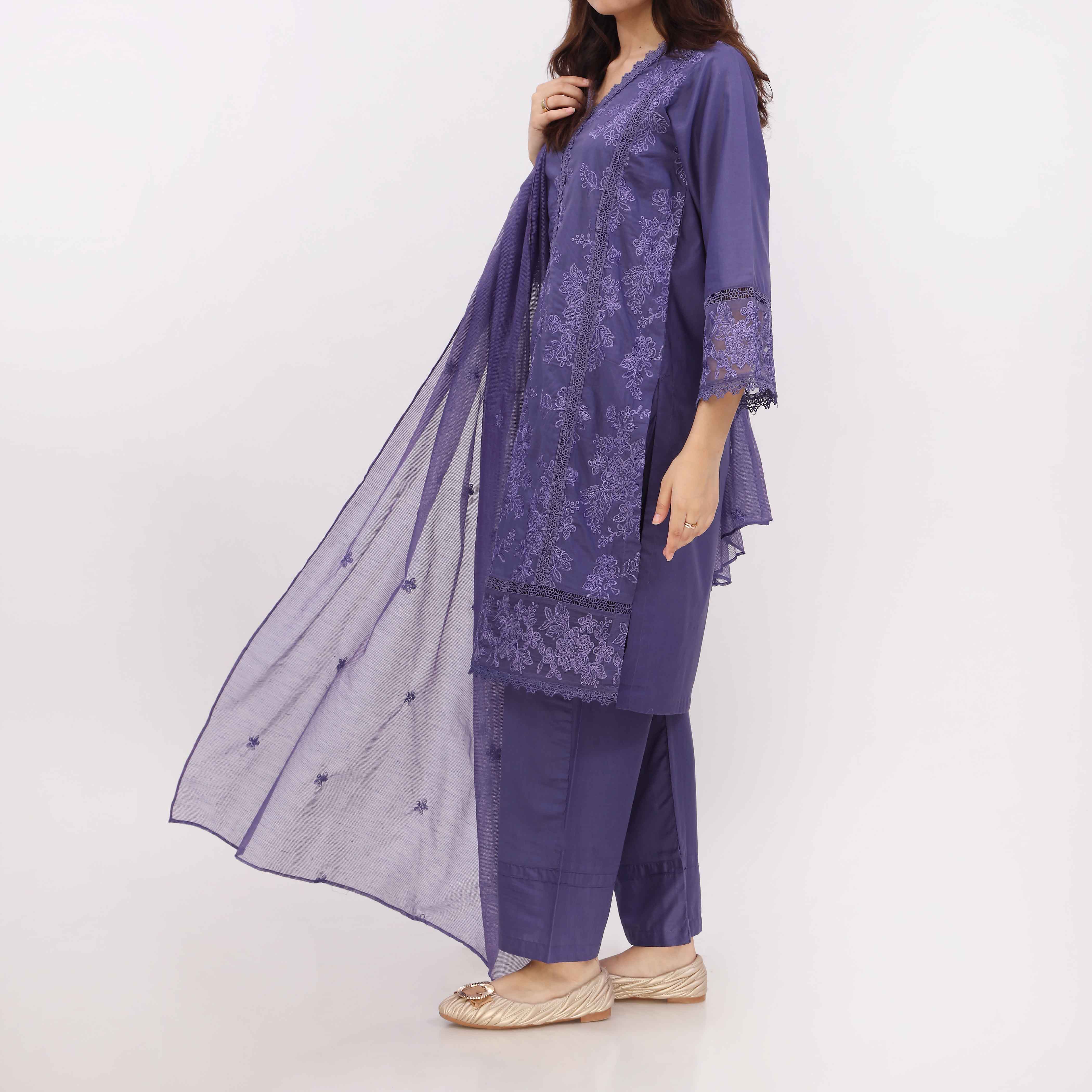 3PC Cotton Cambric Embroidered Suit PS5494 - Image 4