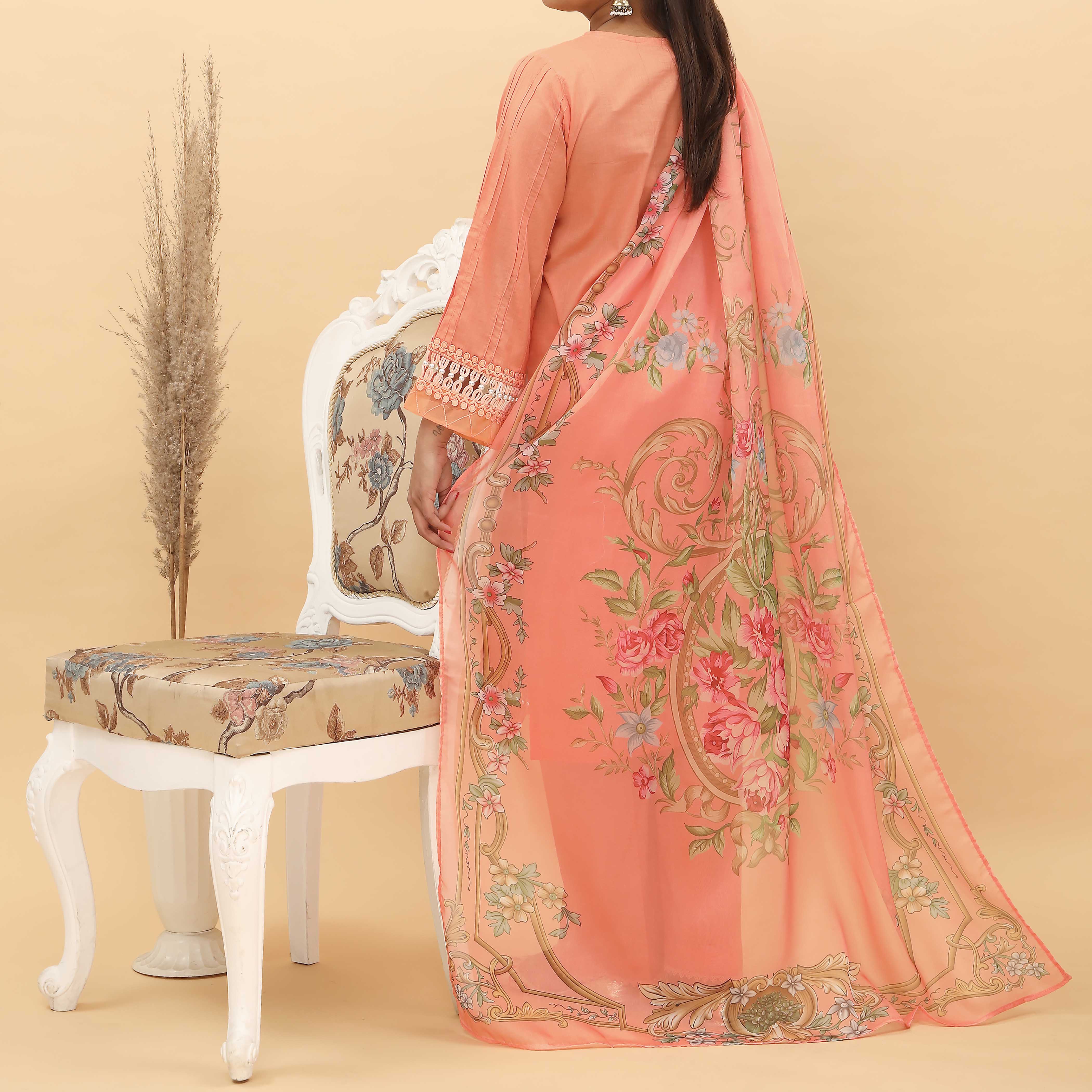 3PC- Cotton Cambric Suit PS4949 - Image 3
