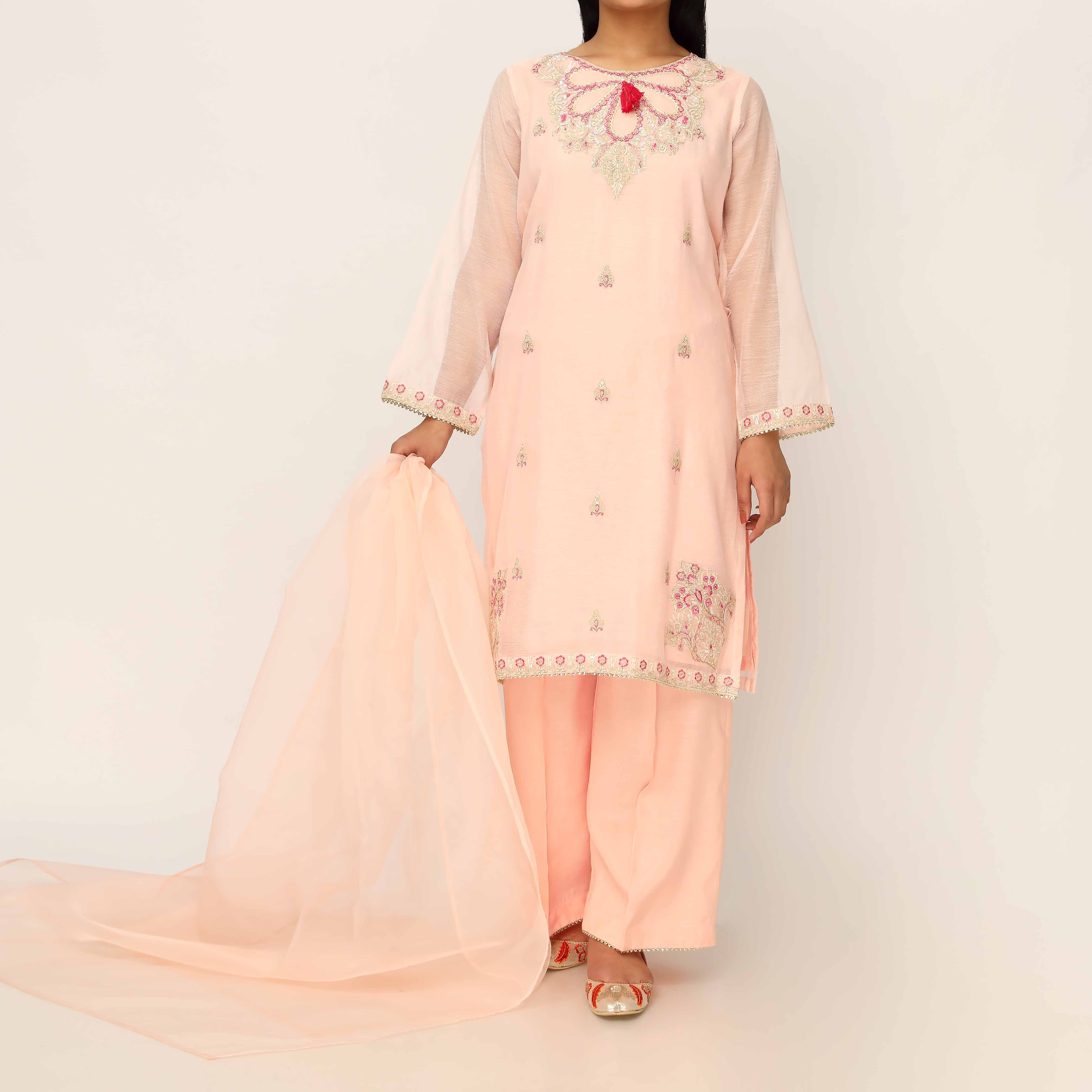 3PC- Cotton Khadi Net Suit PS5154 - Image 2