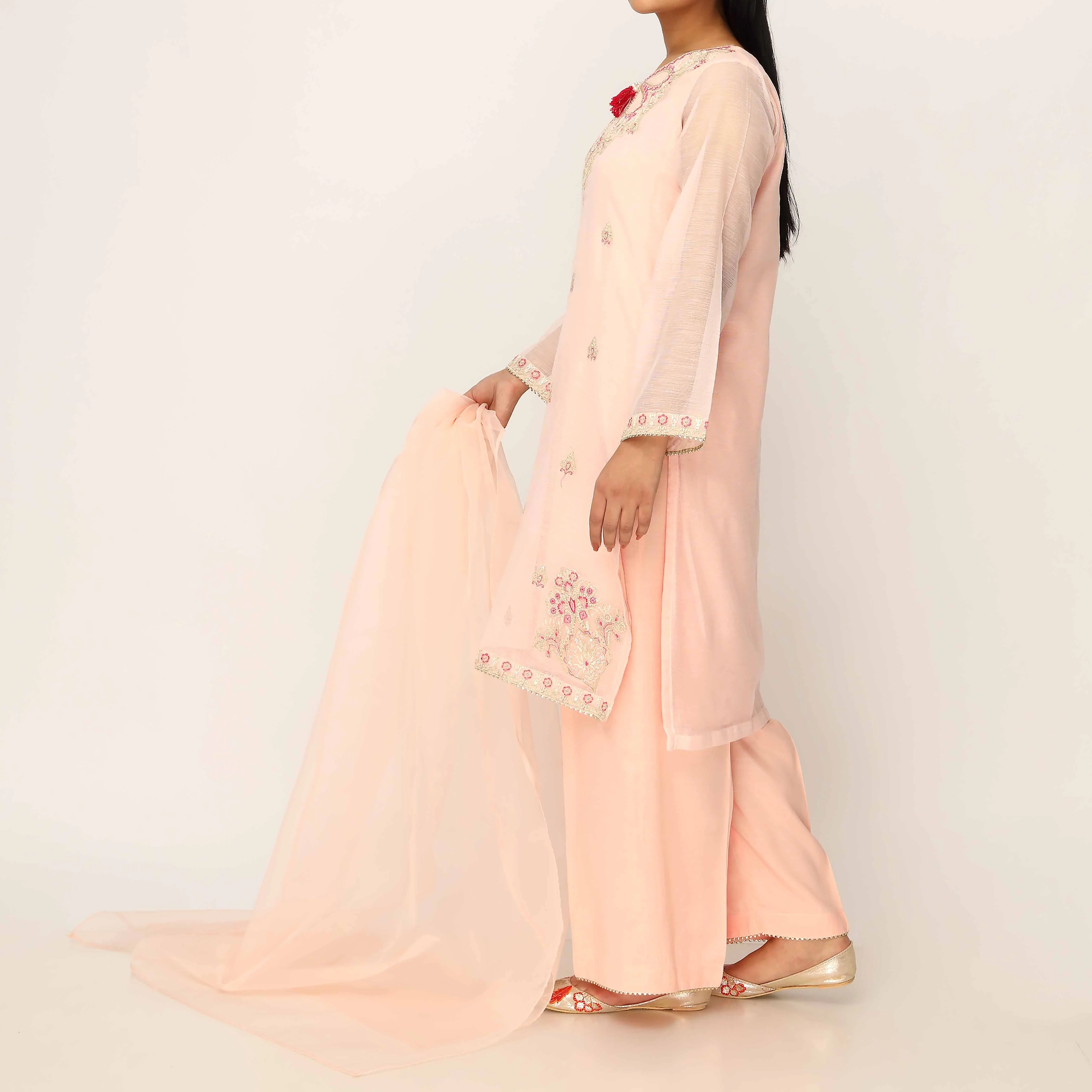 3PC- Cotton Khadi Net Suit PS5154 - Image 4