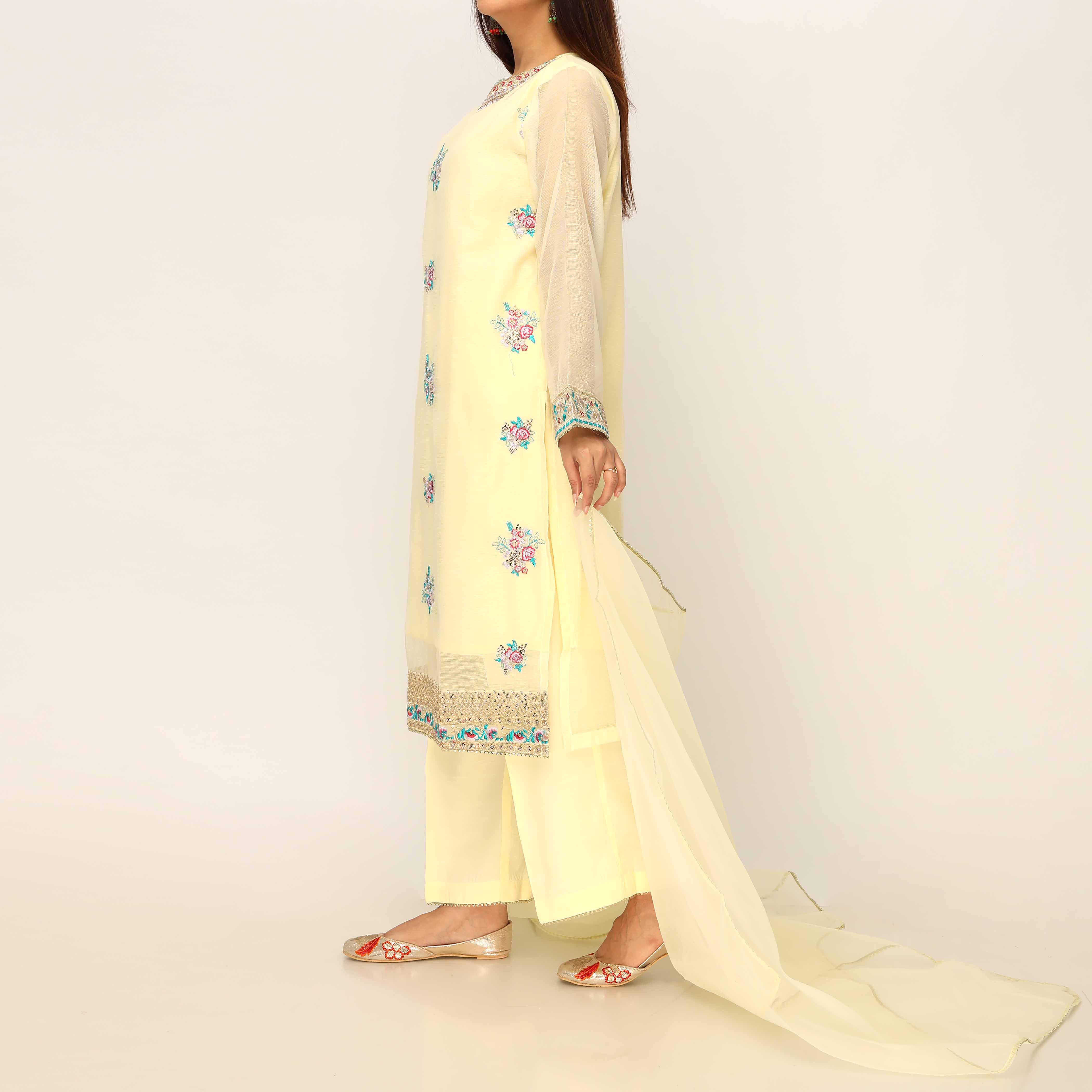 3PC- Cotton Khadi Net Suit PS5182 - Image 3
