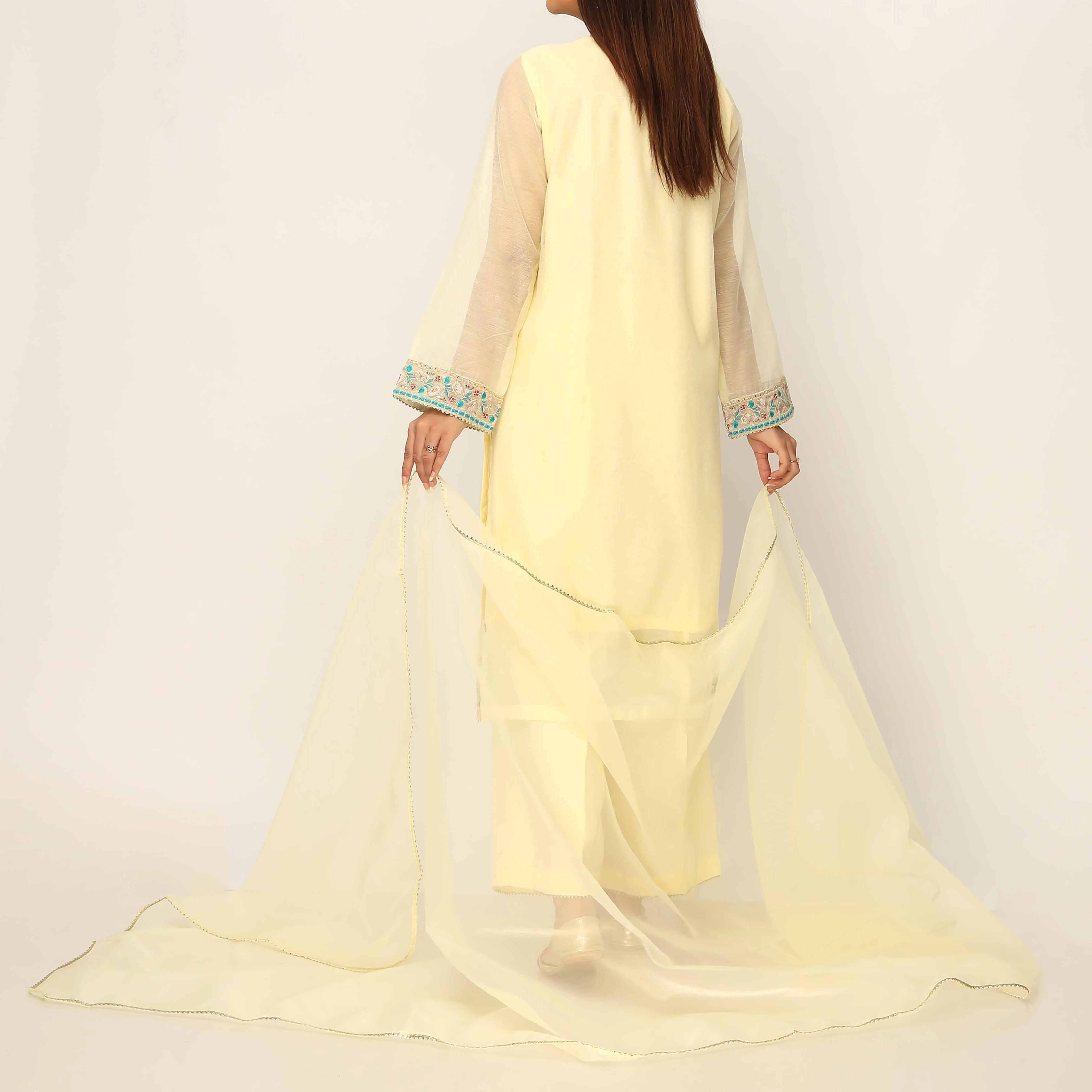 3PC- Cotton Khadi Net Suit PS5182 - Image 4