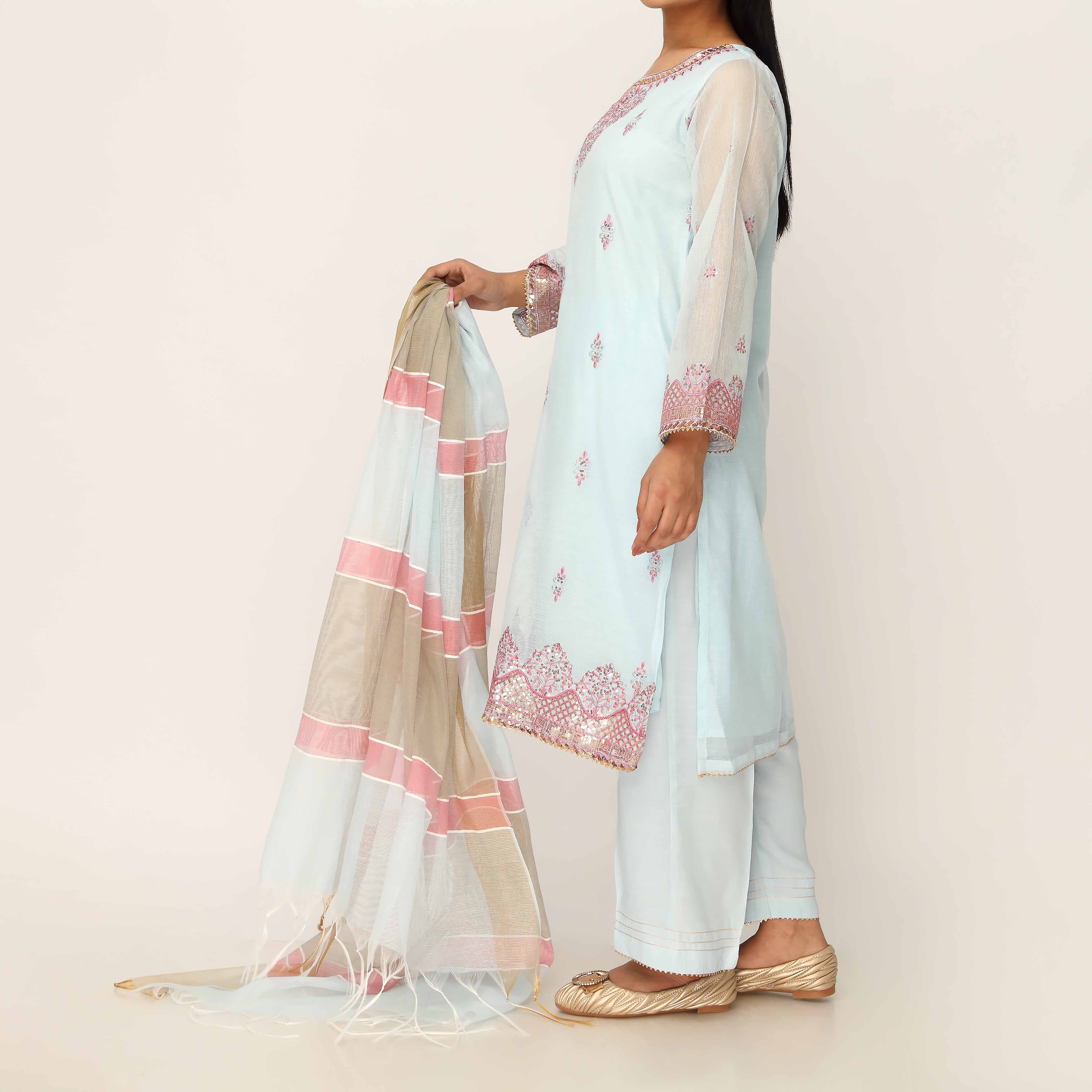 3PC- Cotton Khadi Net Suit PS5194 - Image 4