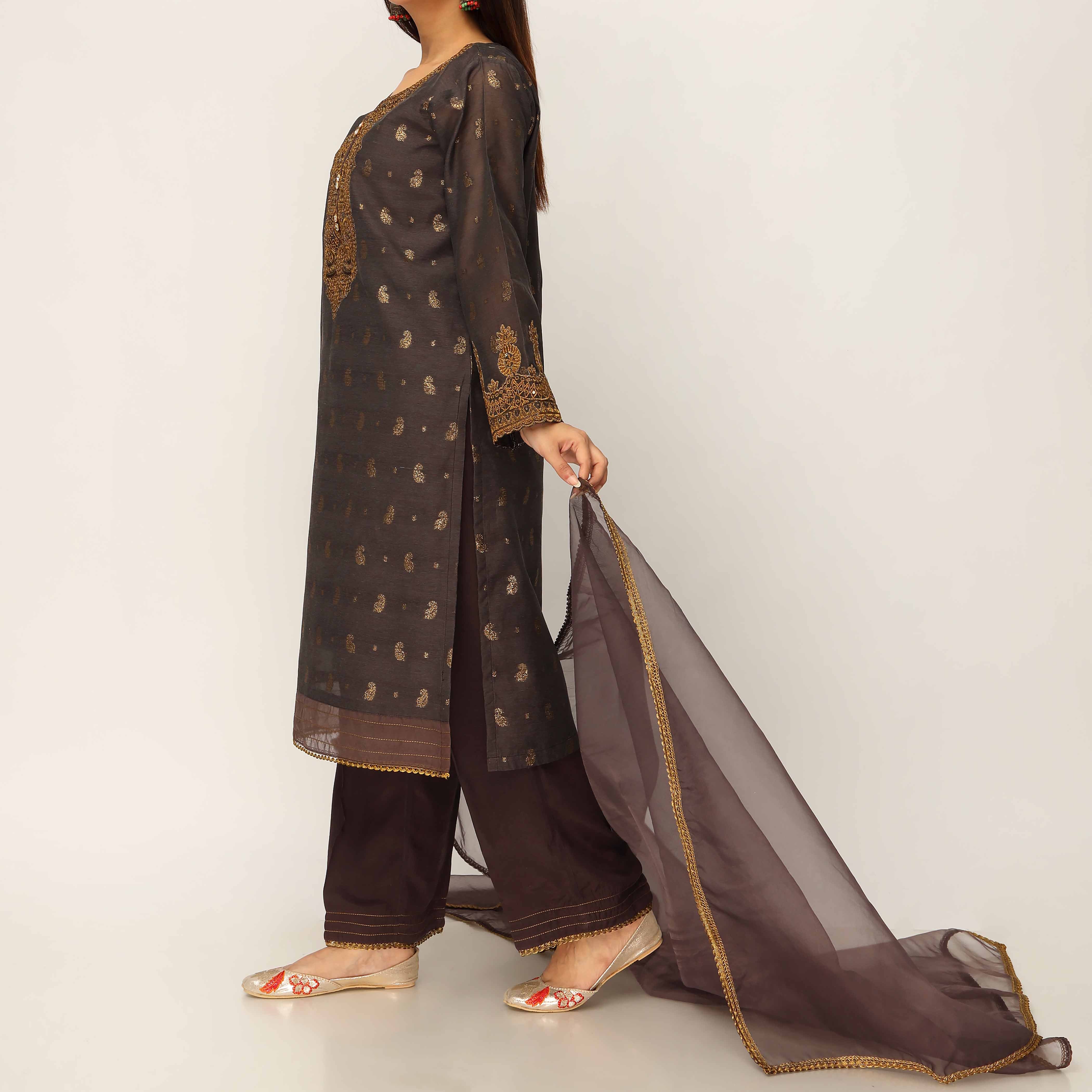 3PC- Cotton Lurix Jaquard Suit PS5119 - Image 4