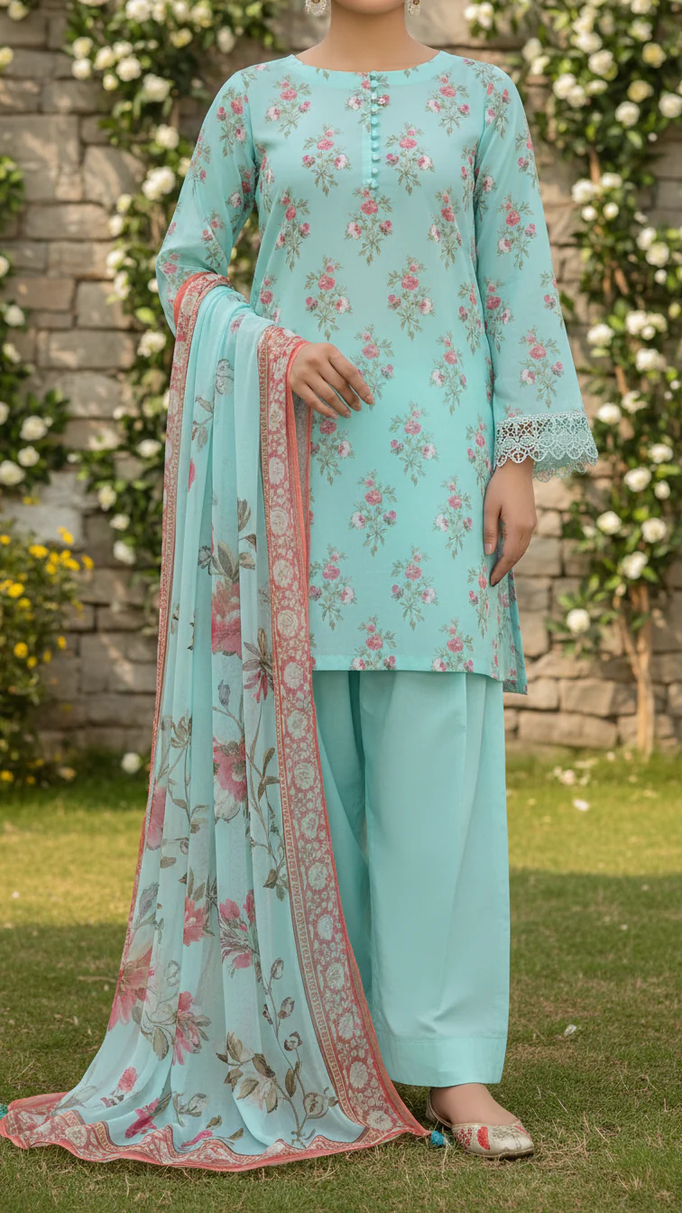2PC- Digital Printed Lawn Suit PS5385