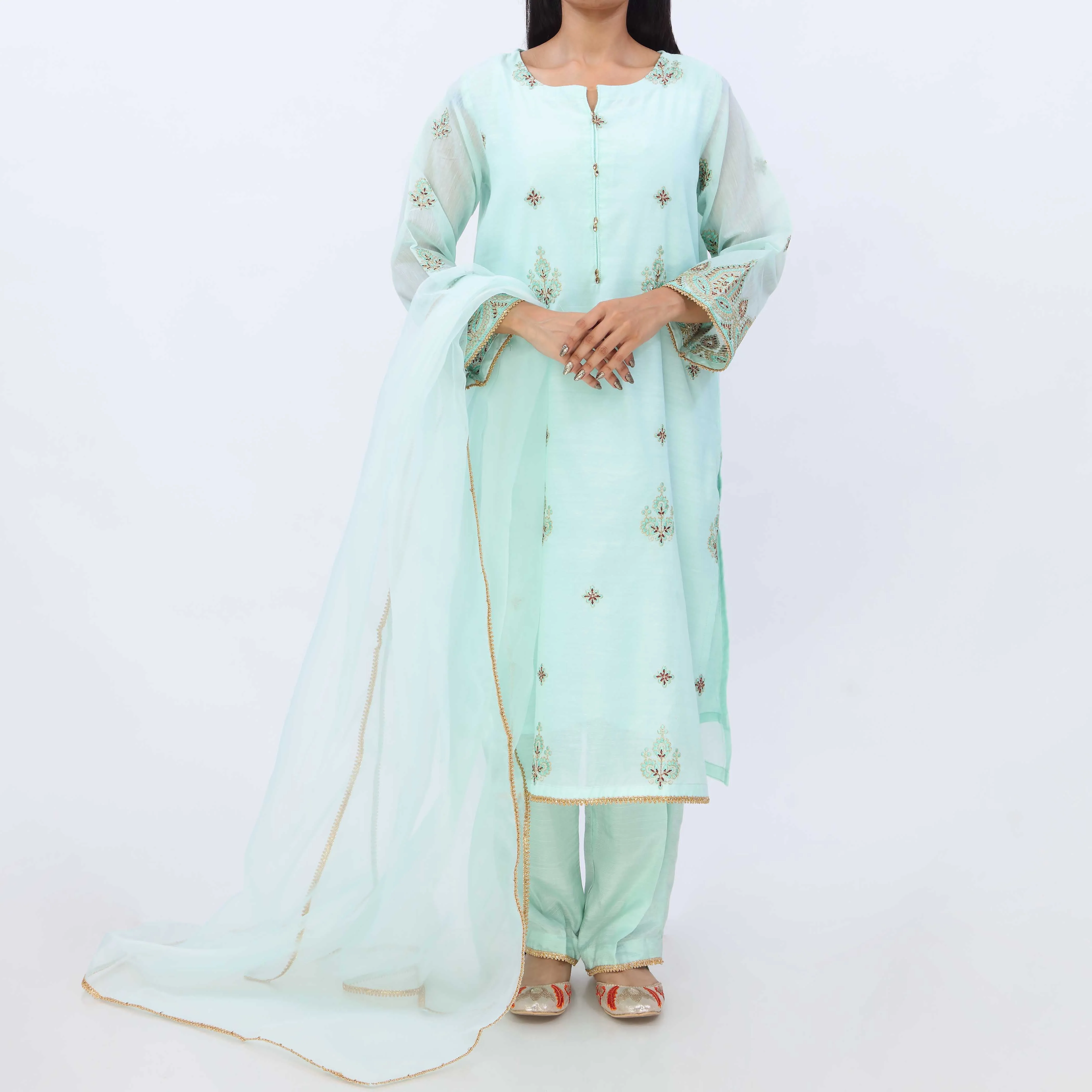 3PC- Dyed Paper Cotton Suit PS5257 - Image 2