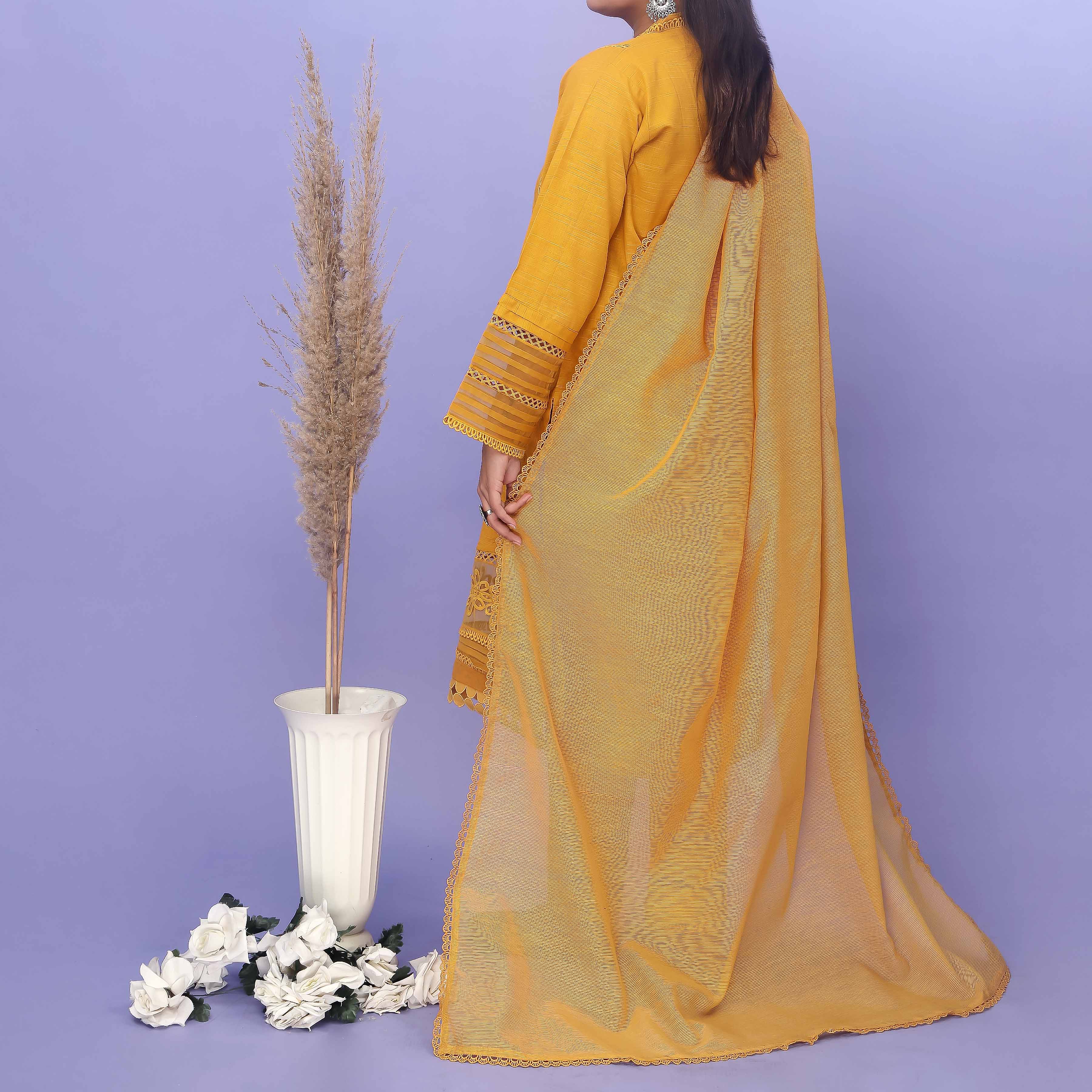 3PC- Embellished Khaddar Suit PW4110 - Image 3