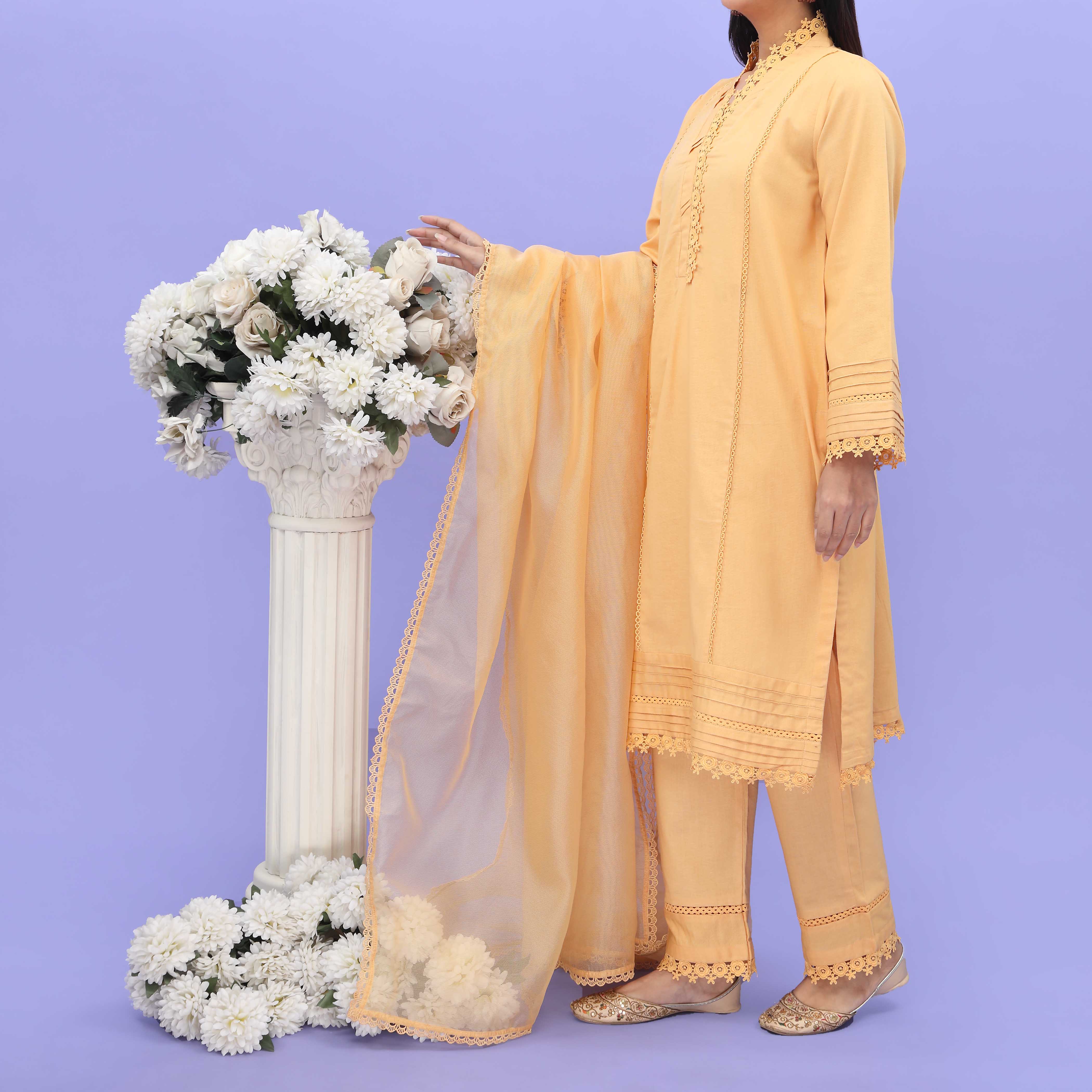 3PC- Embellished Khaddar Suit PW4112 - Image 2