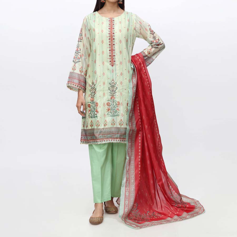 3PC- Embellished Tussar Silk Suit PW3203 - Image 4