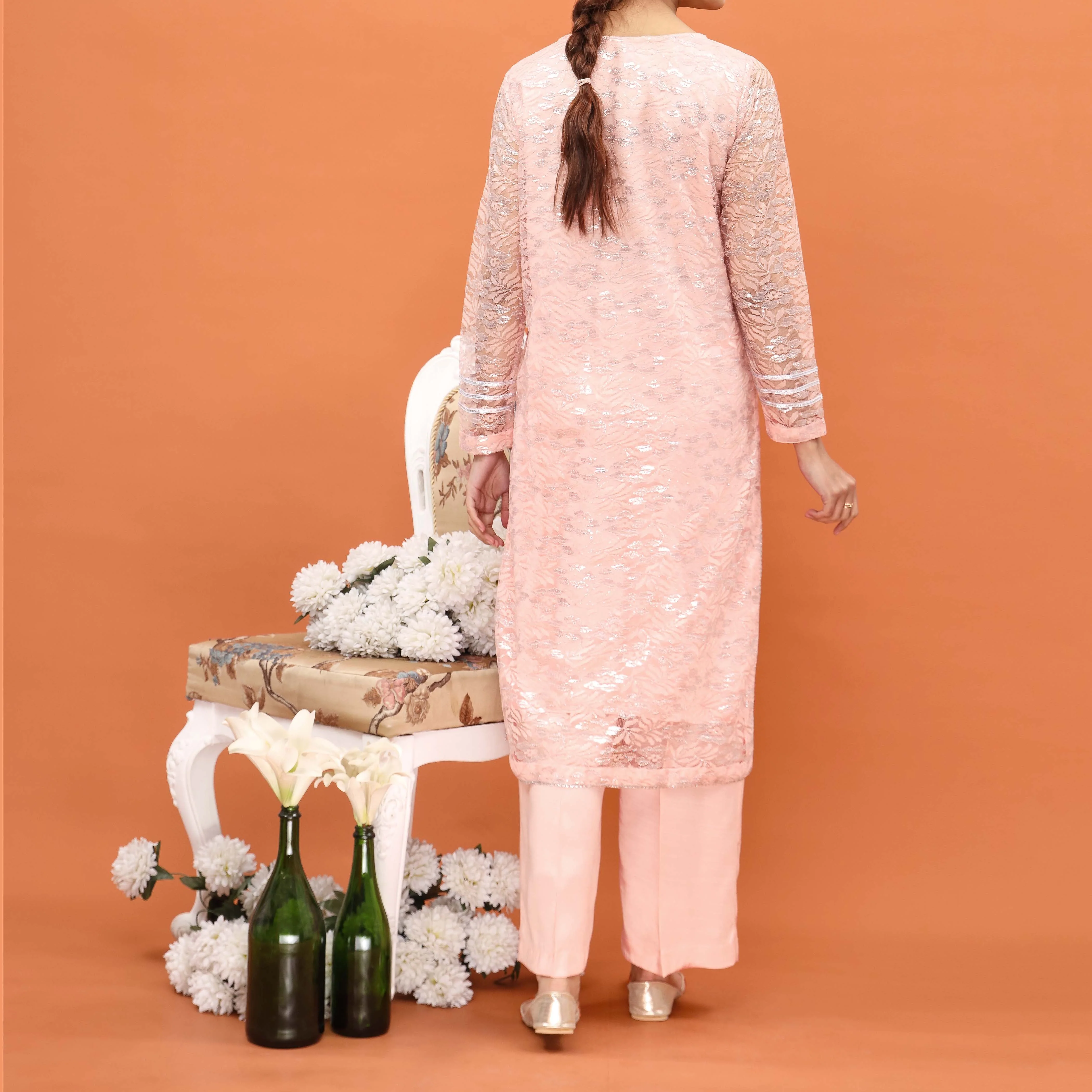 2PC- Embellsihed Net Co-ord Set PF5004 - Image 3