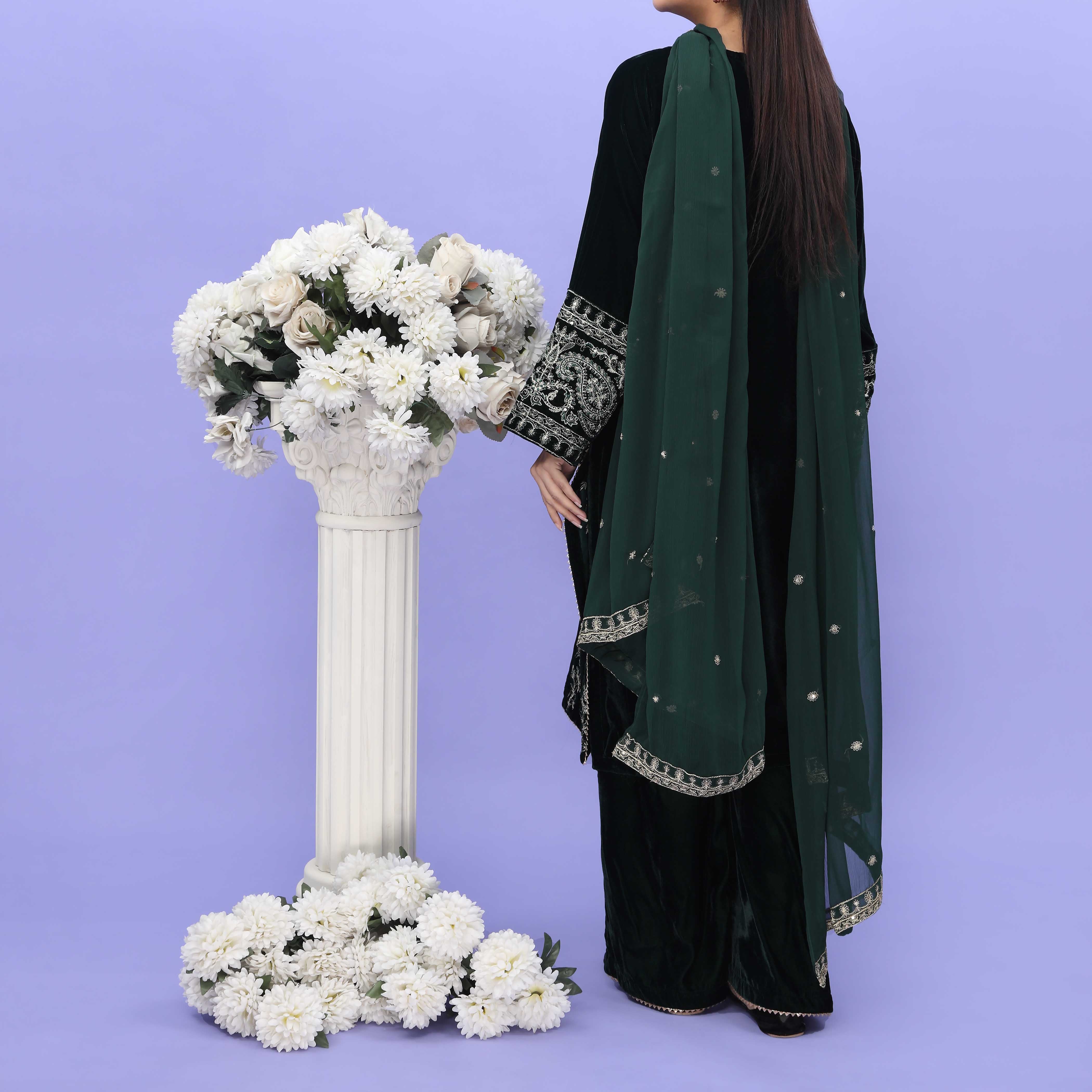 3PC- Embellsihed Velvet Suit PW4268 - Image 3