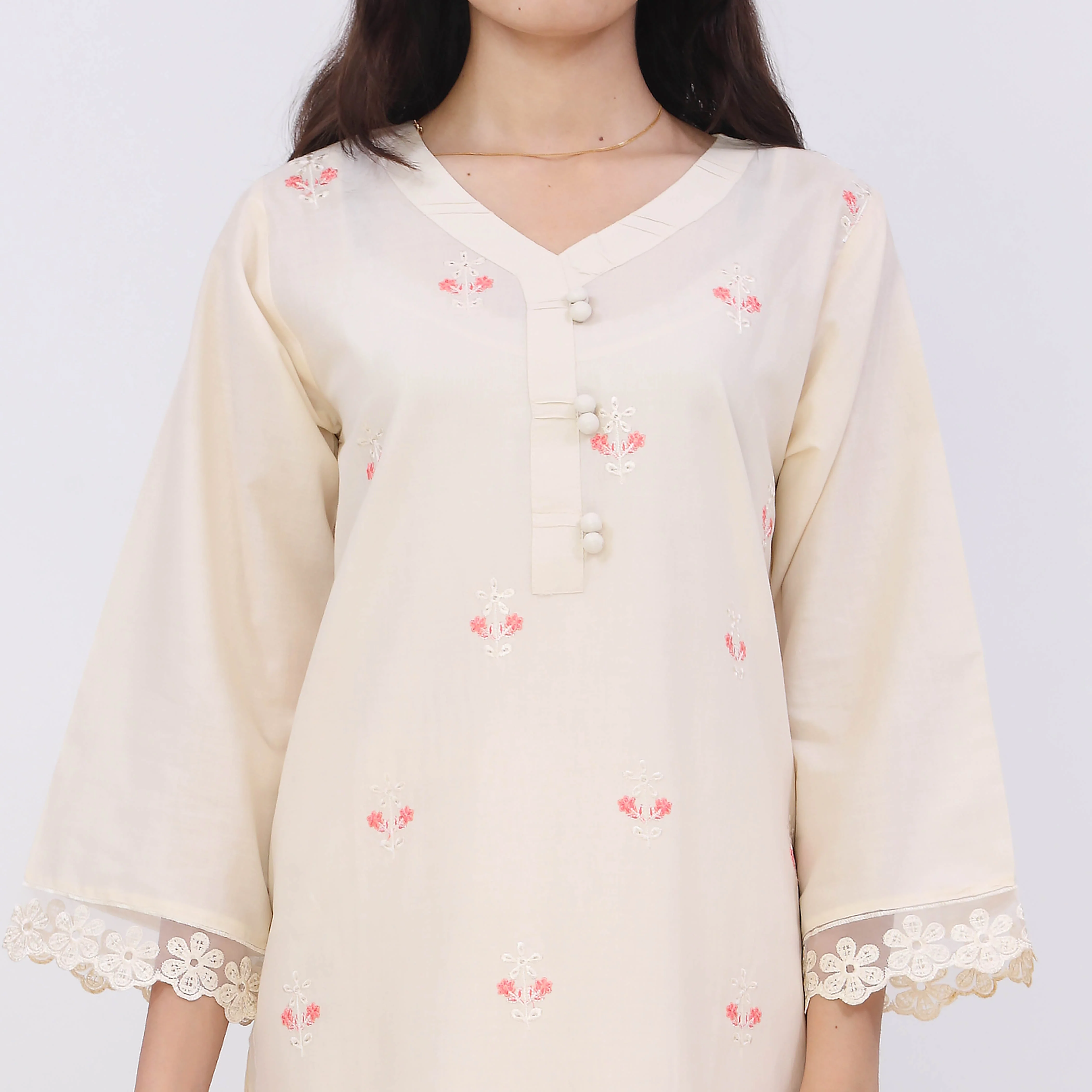 3PC- Embroiderd Cotton Cambric Suit PS5500 - Image 3