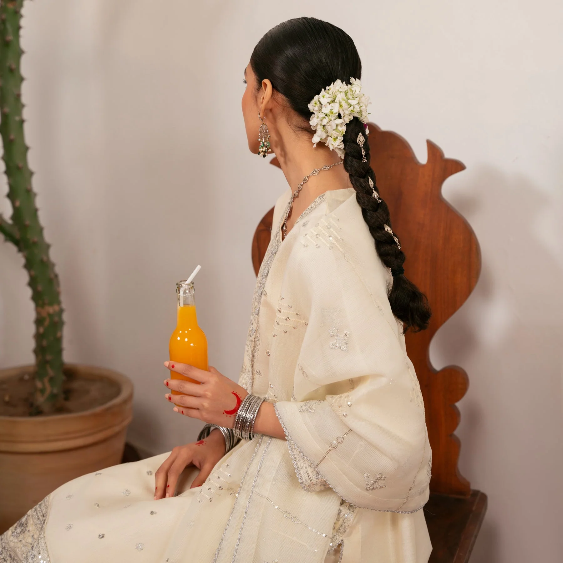 3PC- Embroiderd Khadi Net Suit PF5046 - Image 4