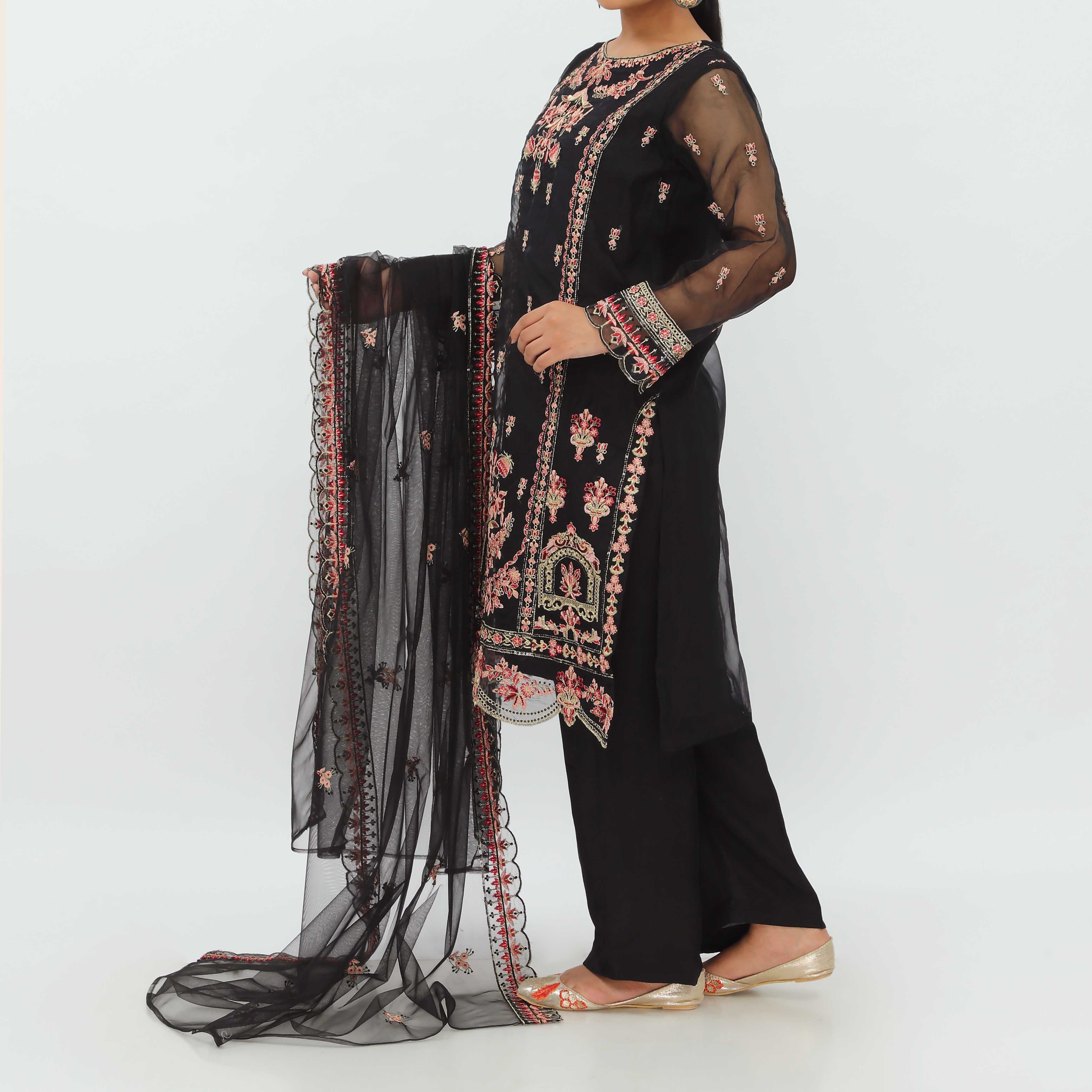 3PC- Embroiderd Organza Suit PS5191 - Image 5