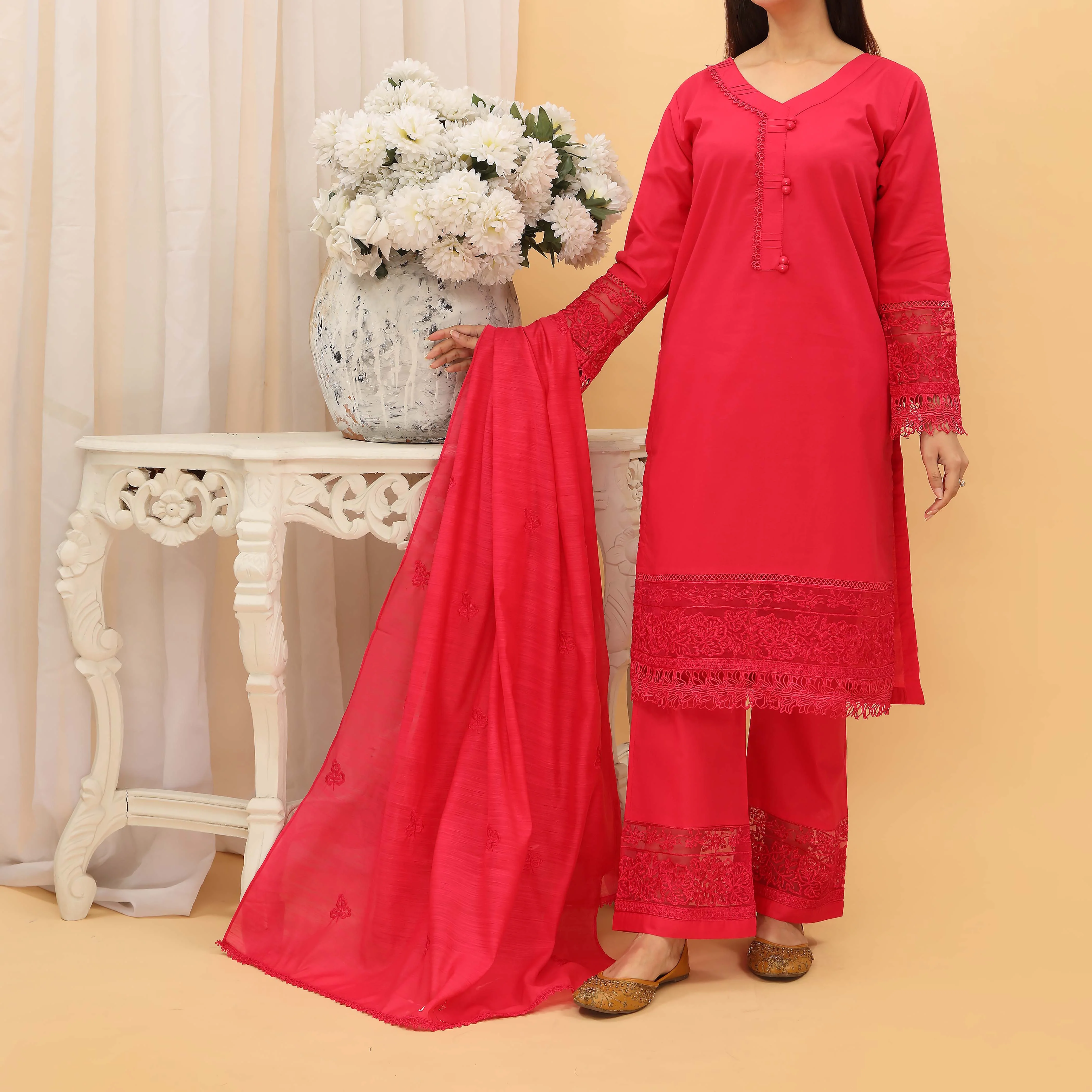 3PC- Embroidered Cambric Suit PS5140 - Image 2