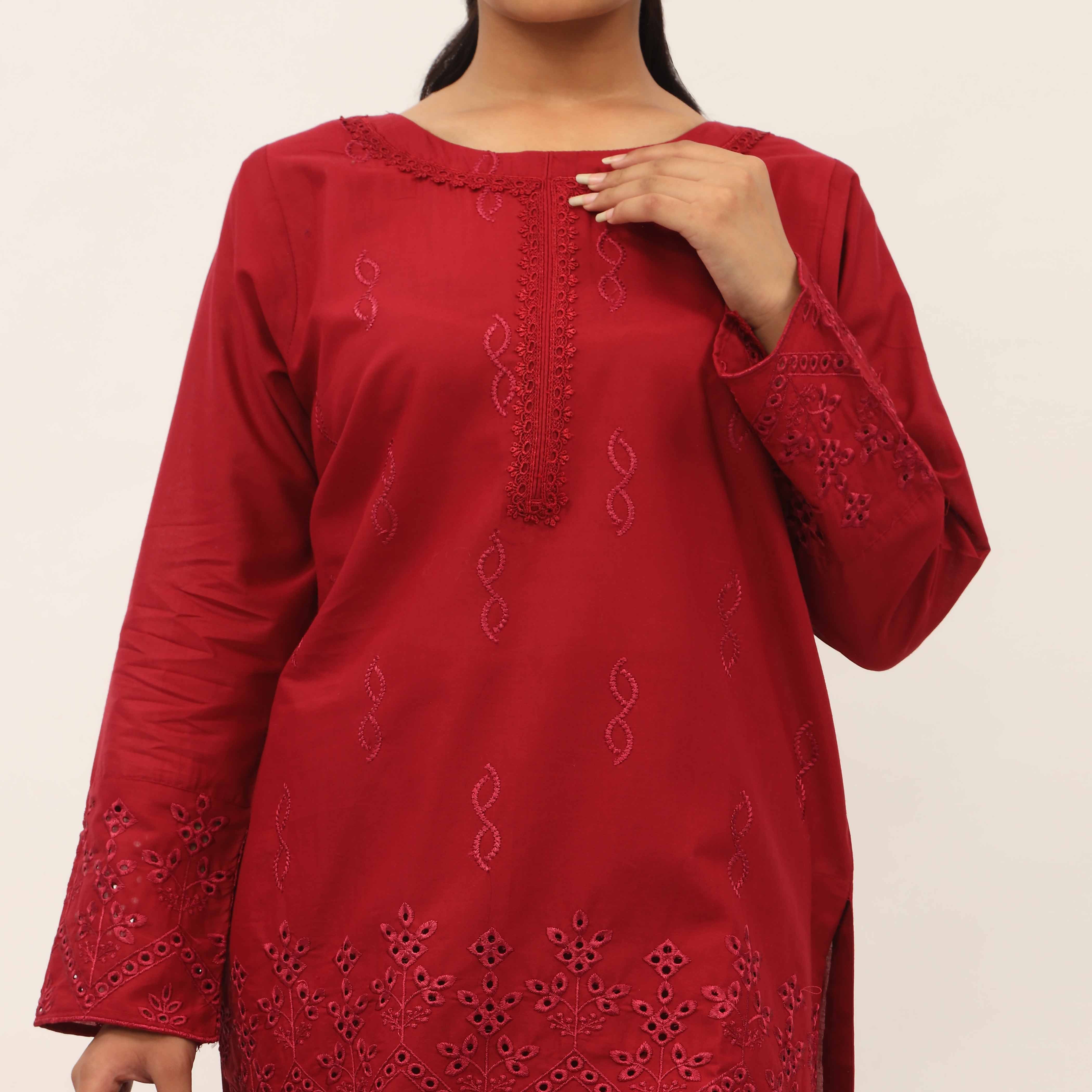 3PC- Embroidered Cambric Suit PS5207 - Image 2