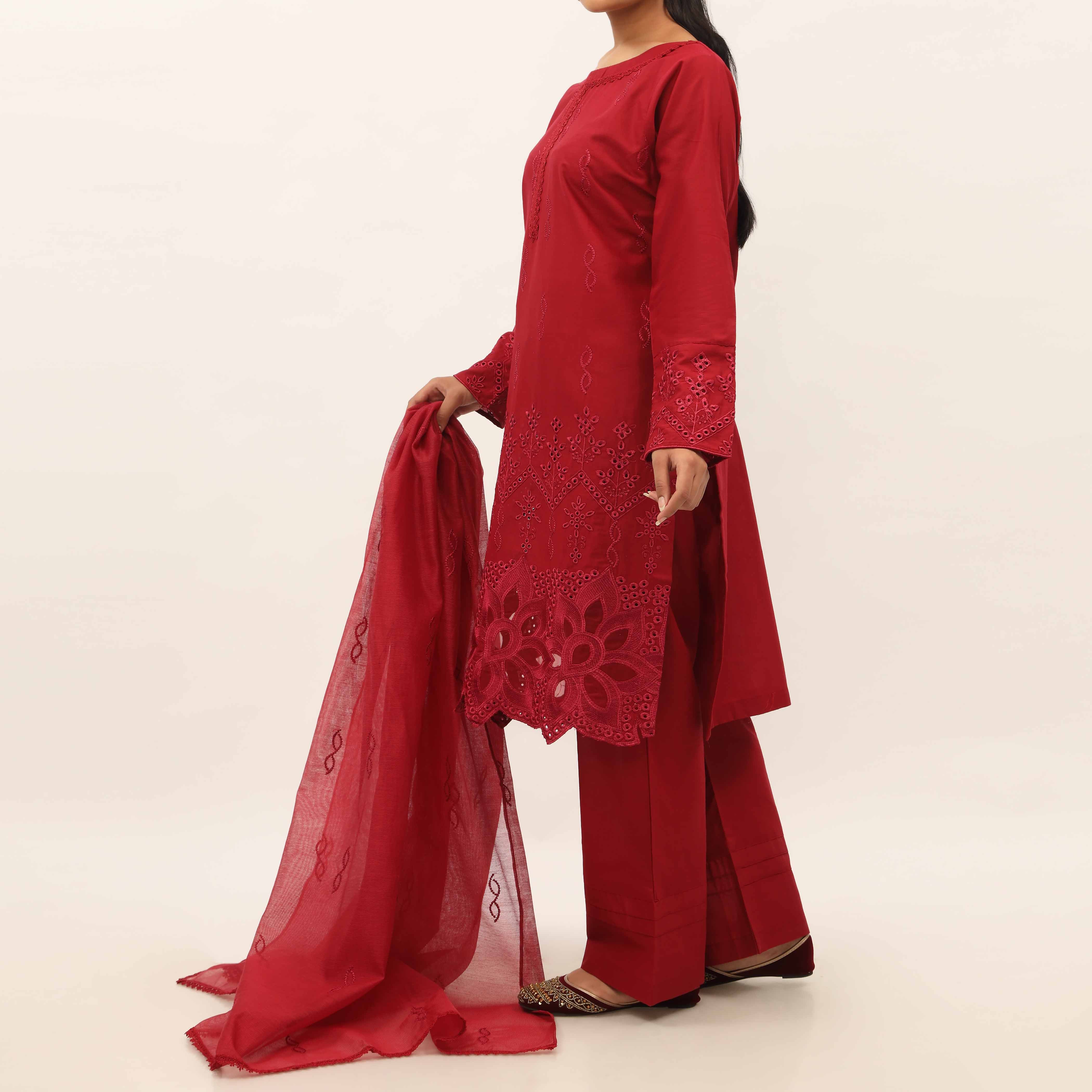 3PC- Embroidered Cambric Suit PS5207 - Image 3