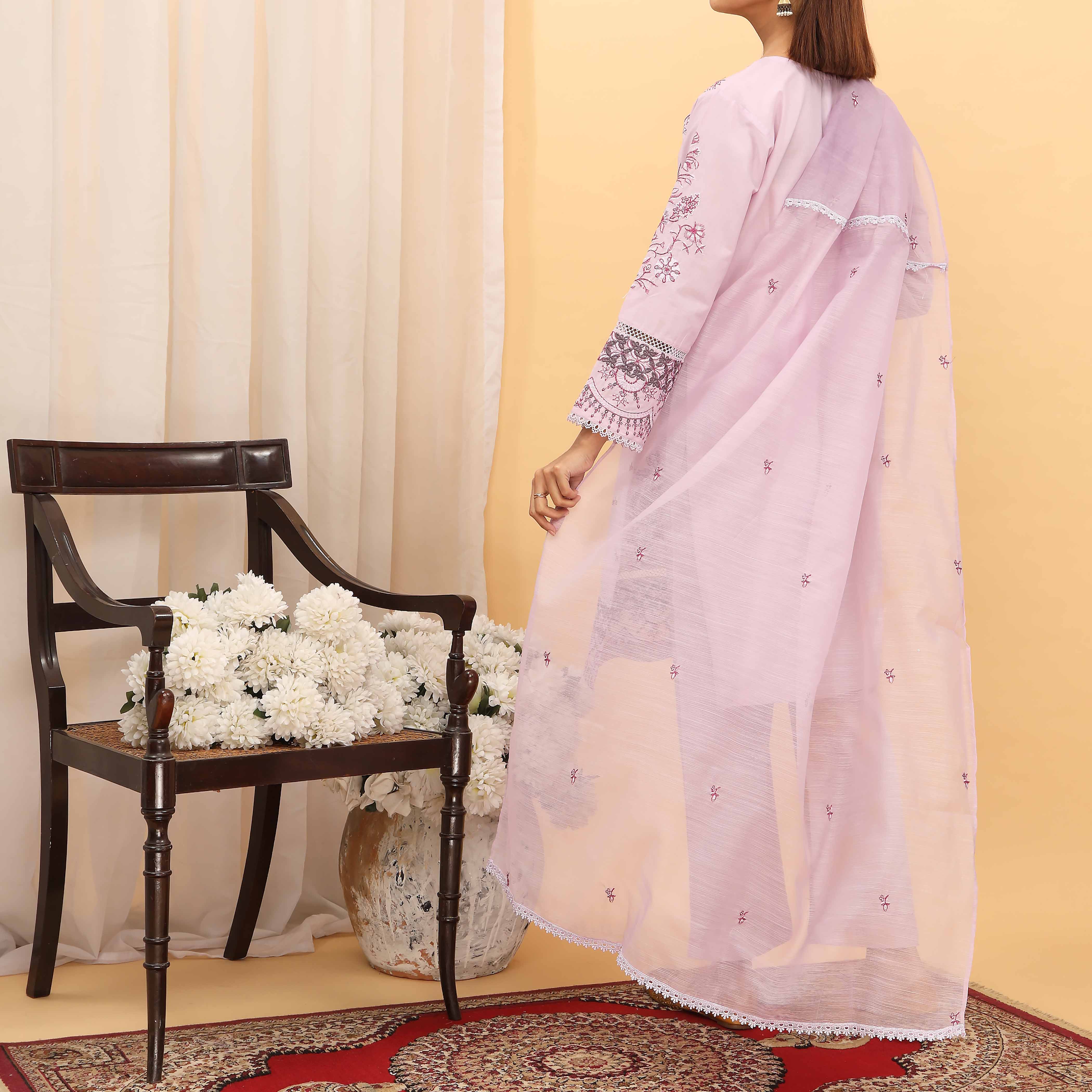 3PC- Embroidered Cambric Suit PS5210 - Image 4