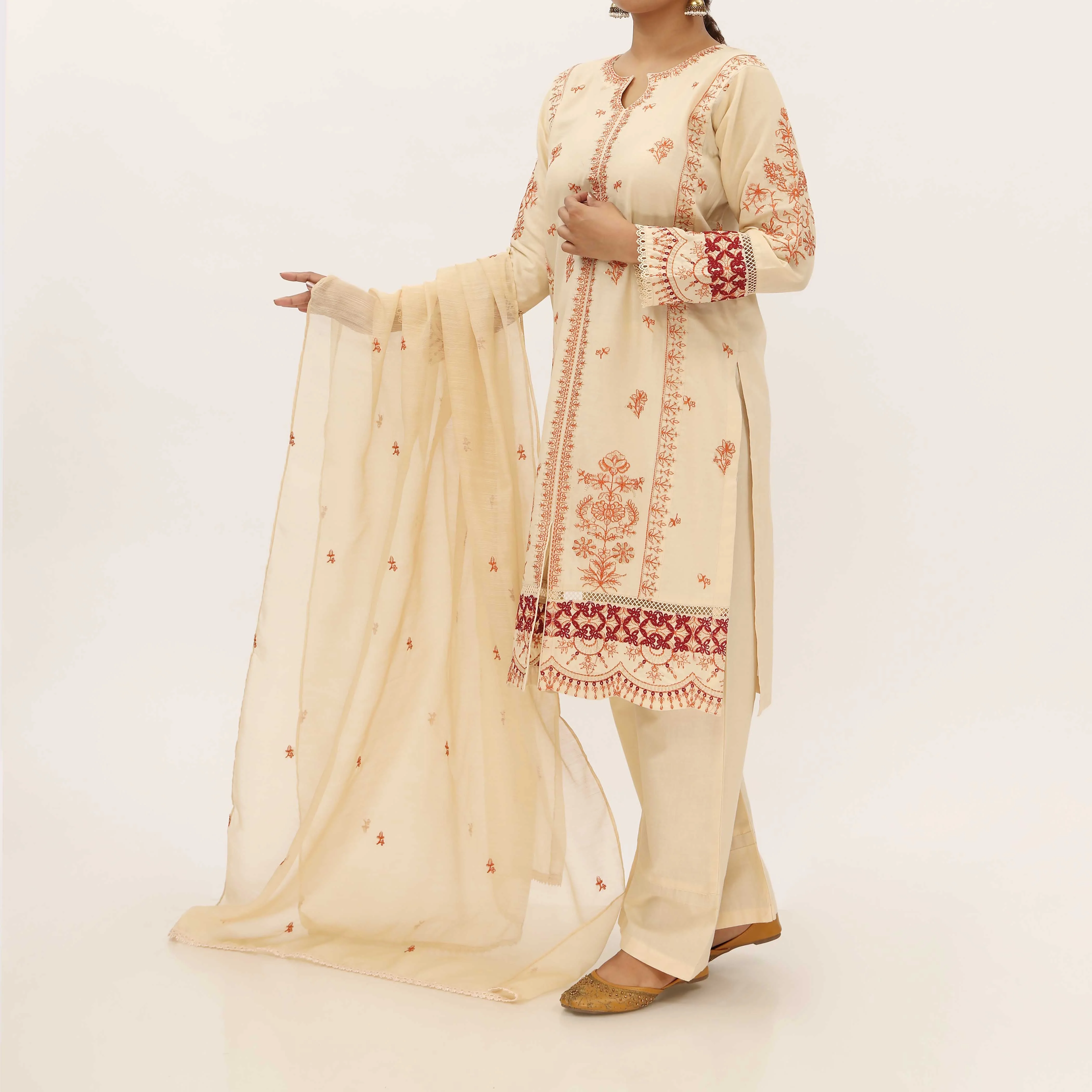 3PC- Embroidered Cambric Suit PS5212 - Image 2
