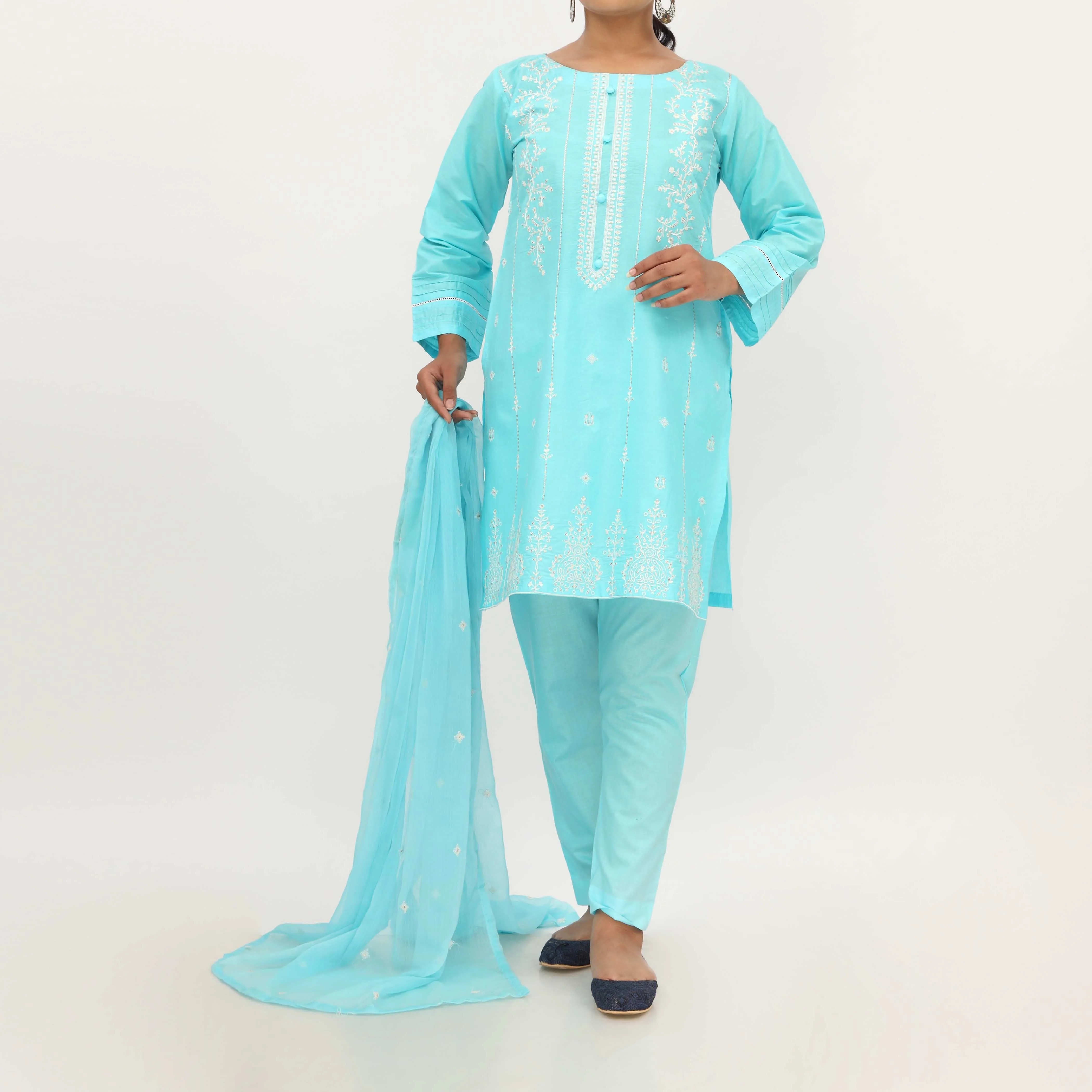 3PC- Embroidered Cambric Suit PS5260 - Image 2