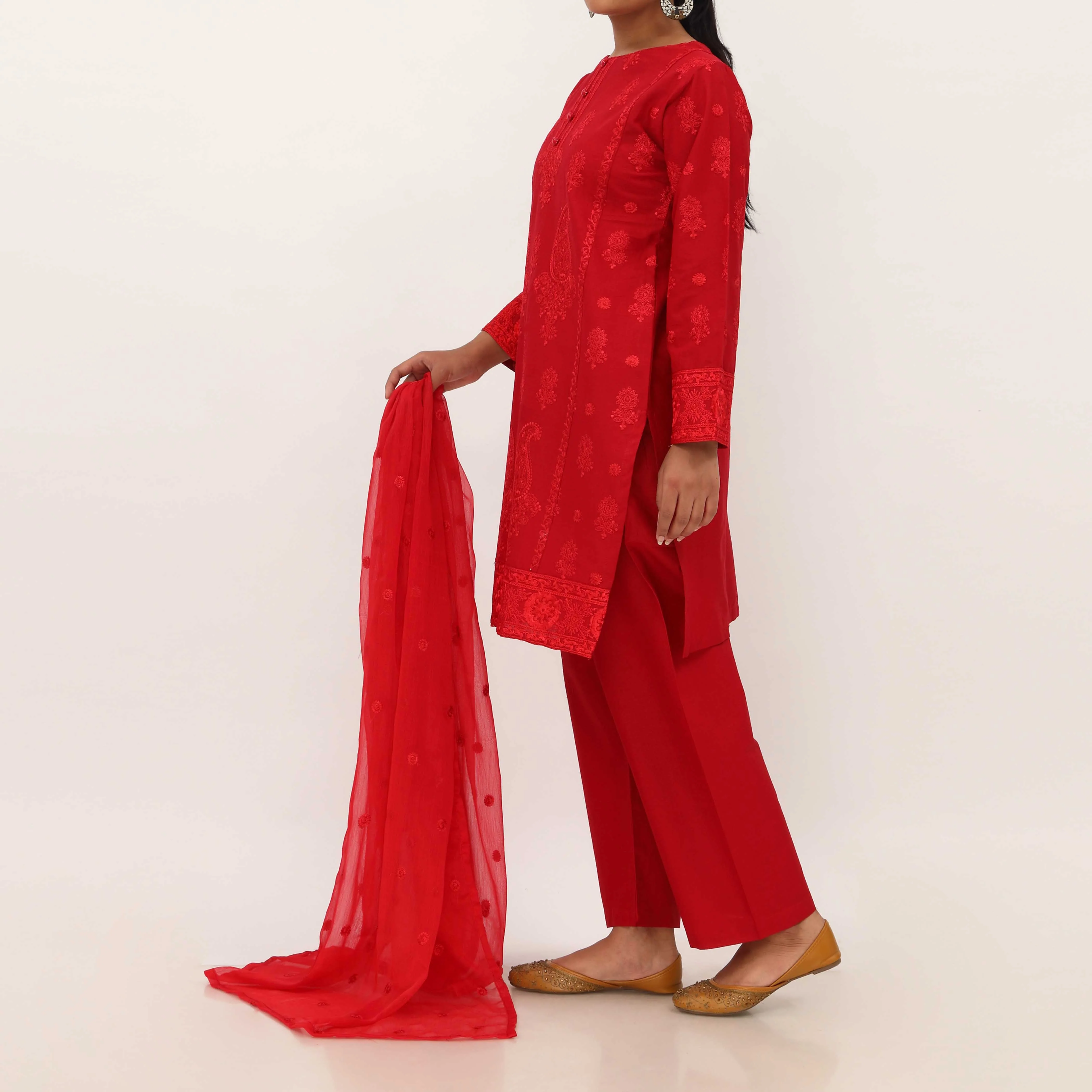 3PC- Embroidered Cambric Suit PS5265 - Image 3