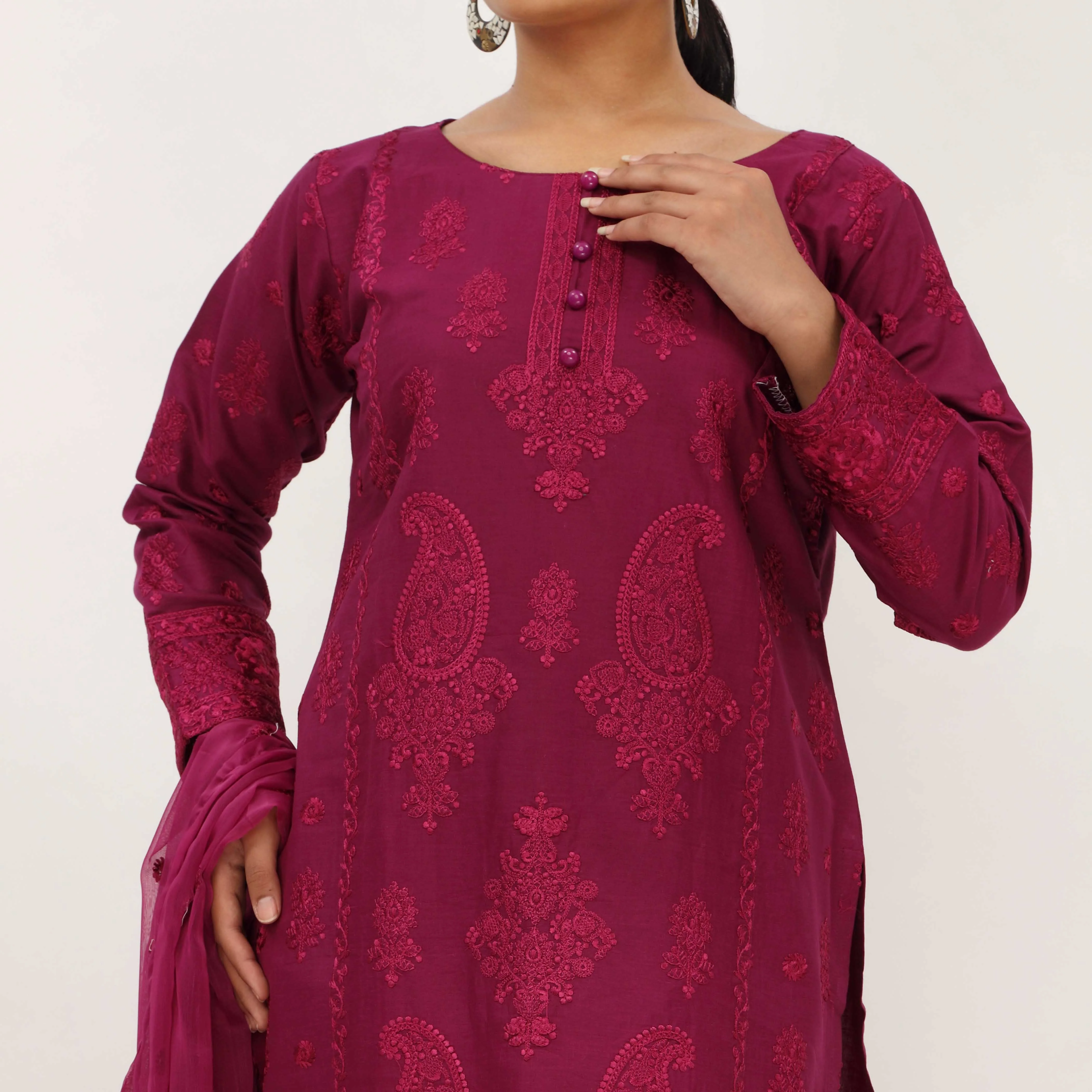 3PC- Embroidered Cambric Suit PS5266 - Image 2