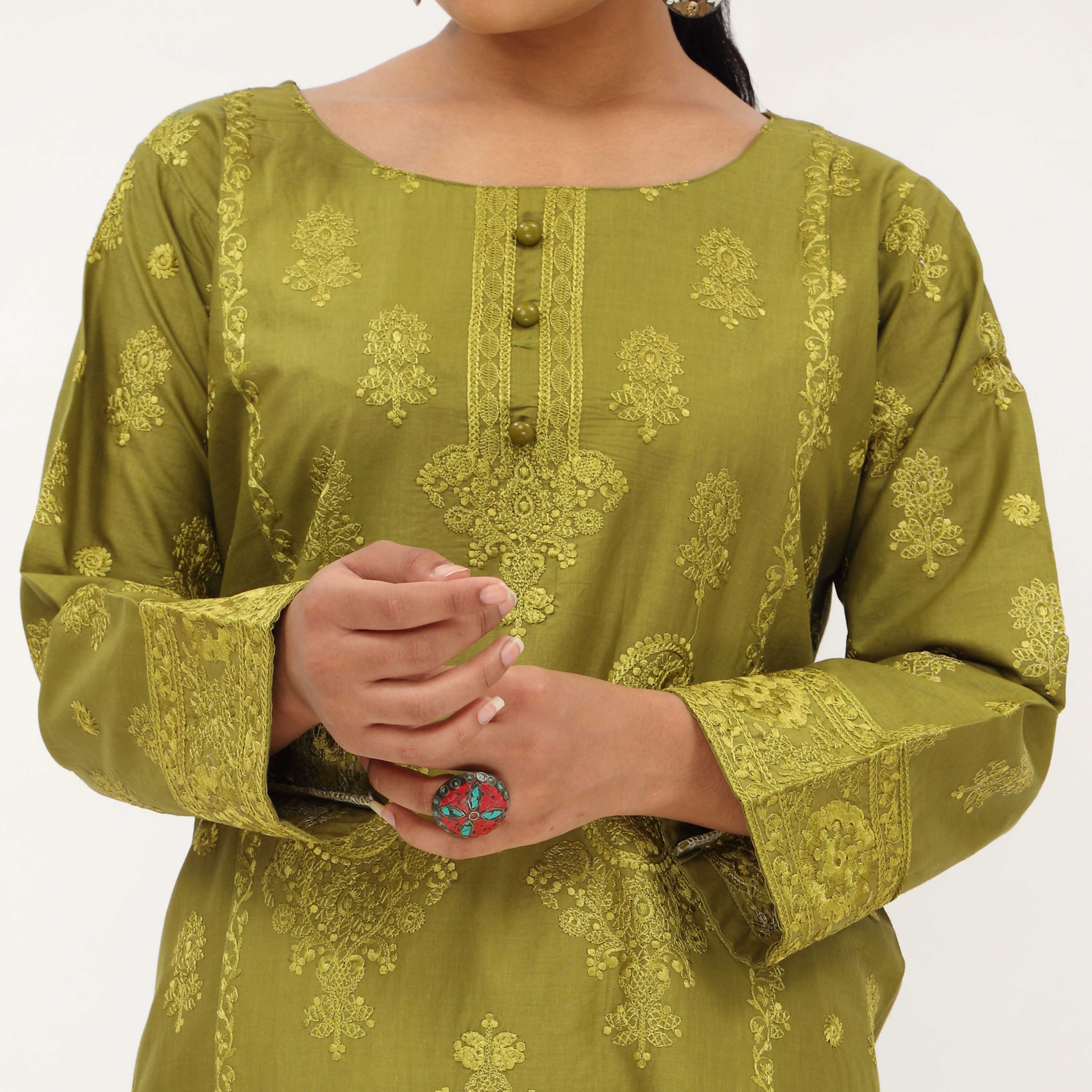 3PC- Embroidered Cambric Suit PS5267 - Image 2