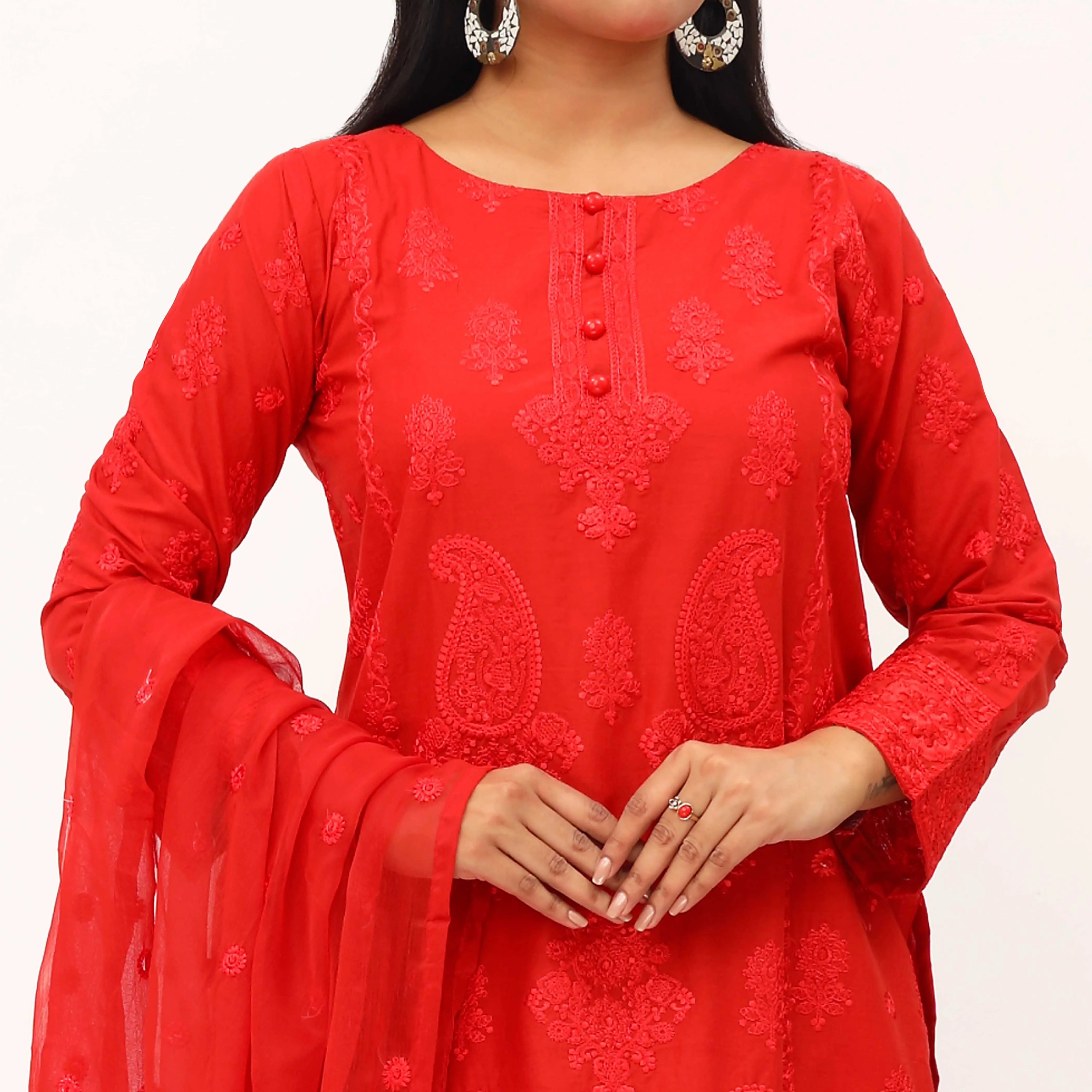 3PC- Embroidered Cambric Suit PS5268 - Image 2
