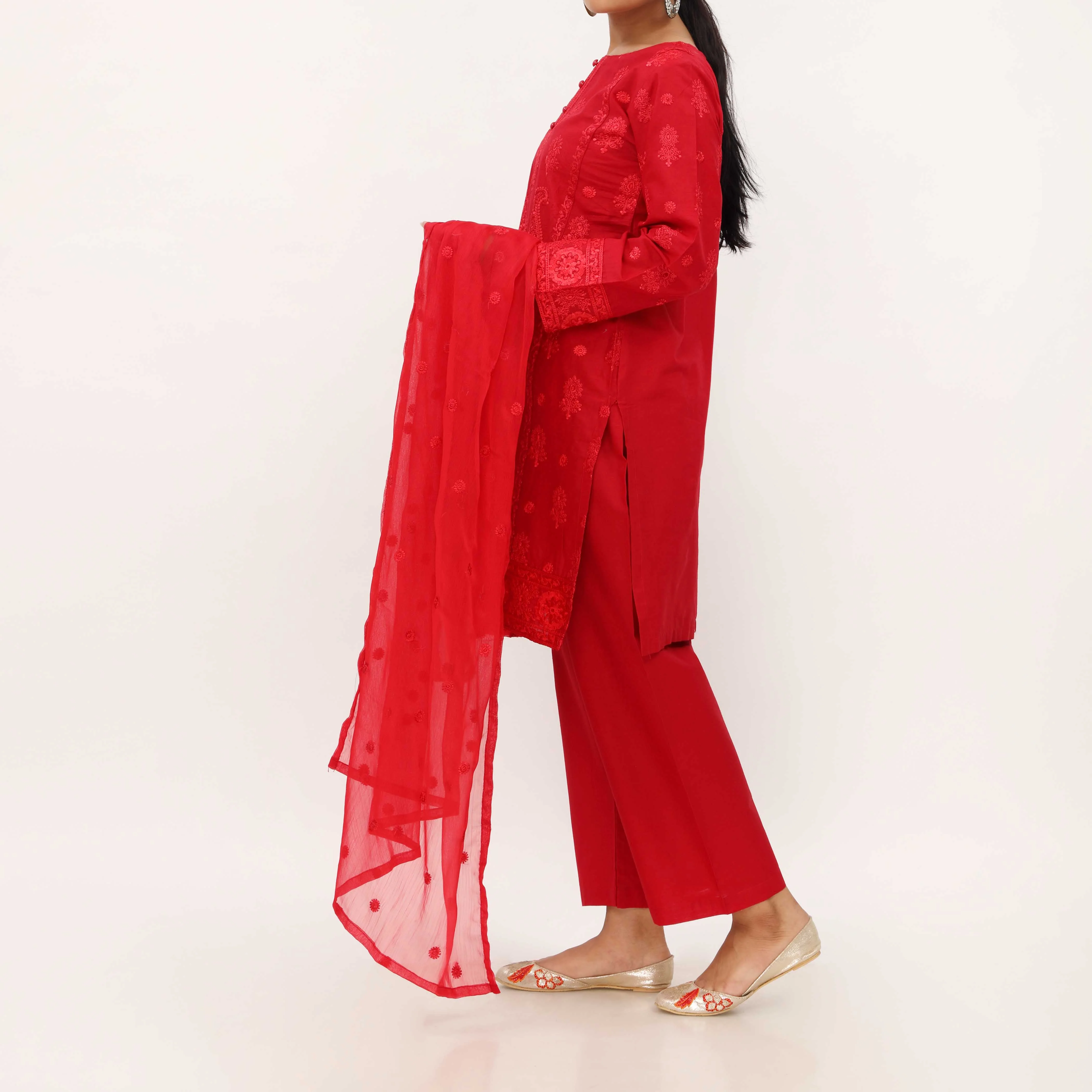 3PC- Embroidered Cambric Suit PS5270 - Image 2