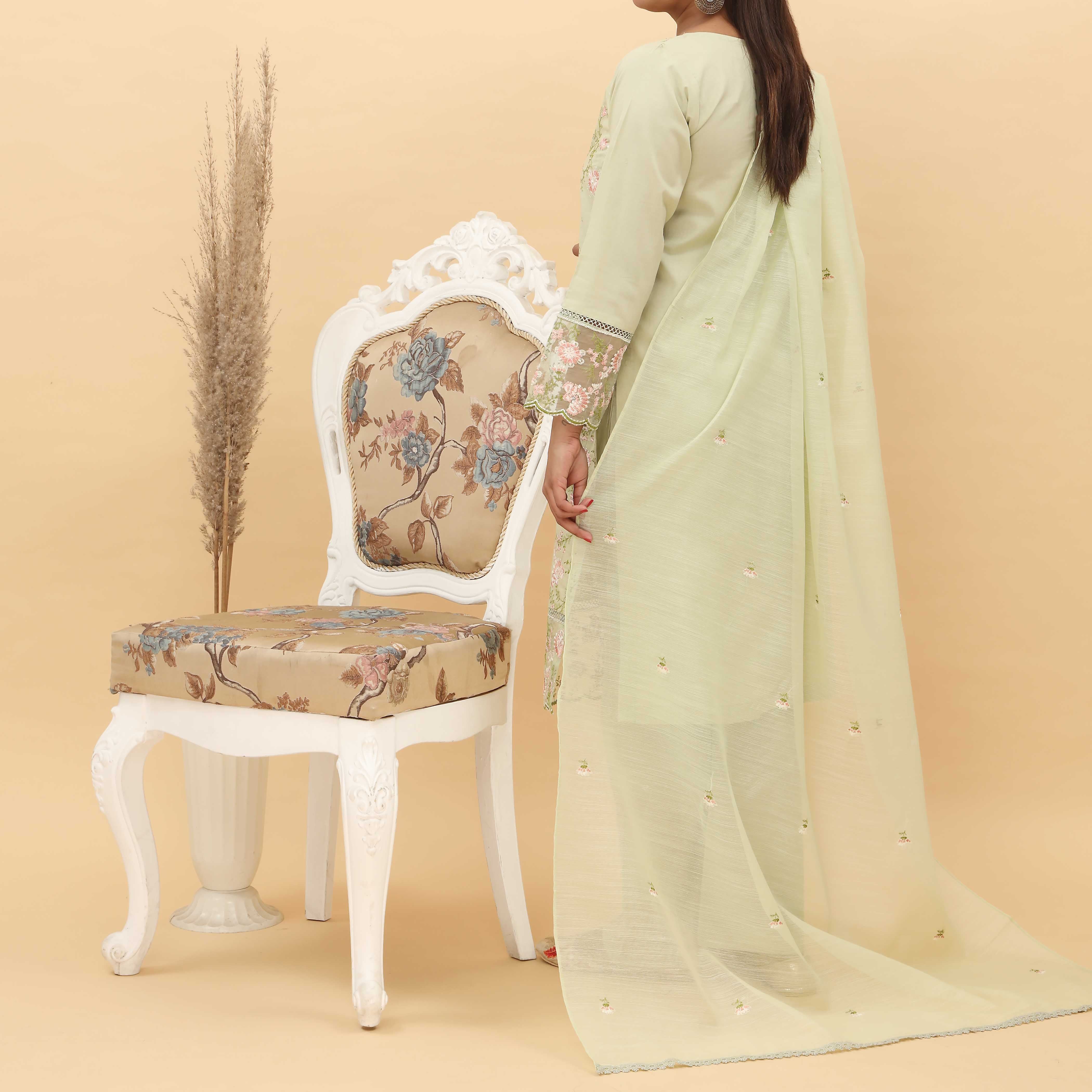3PC- Embroidered Cotton Cambric Suit PS5152 - Image 4