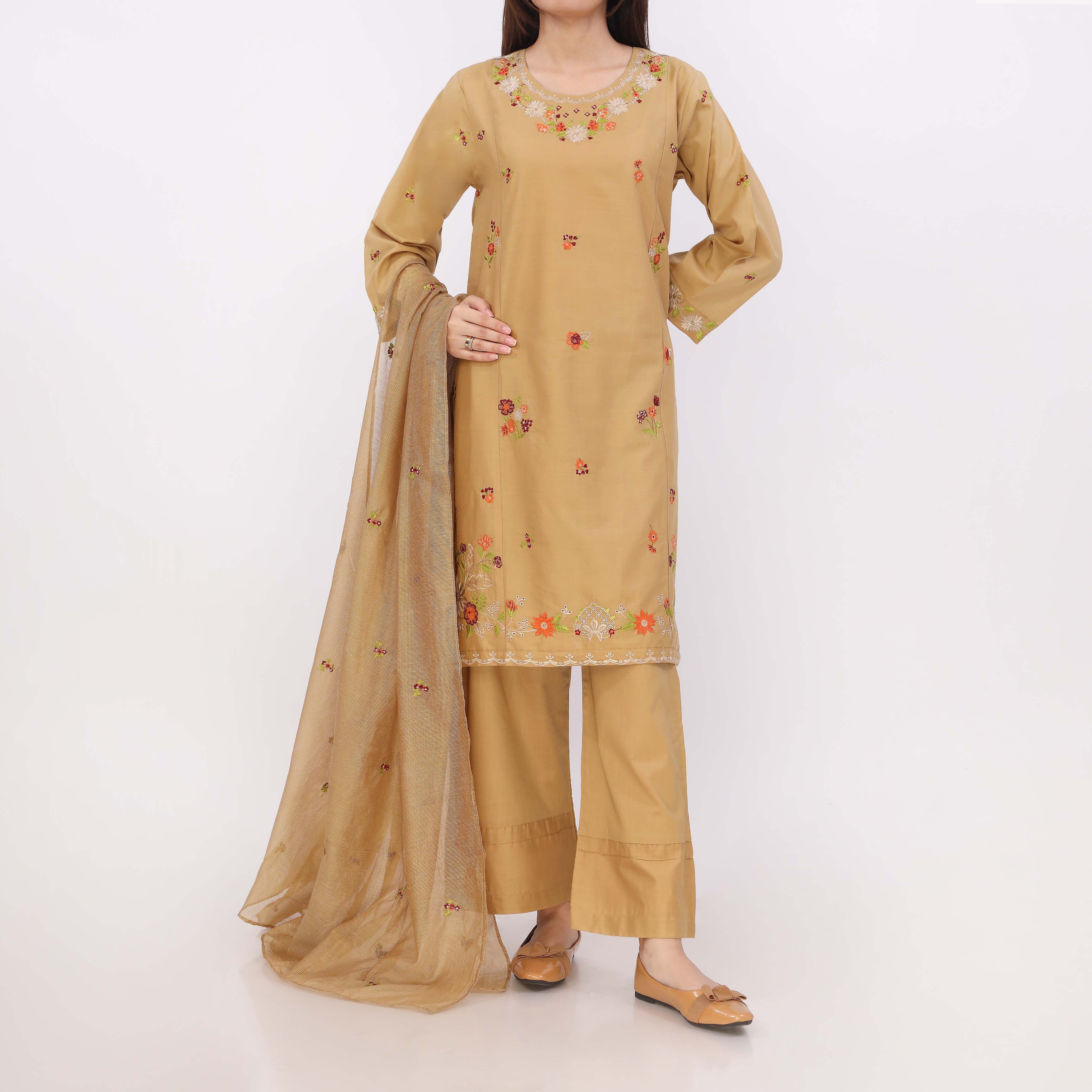 3PC Embroidered Cotton Cambric Suite - Image 2