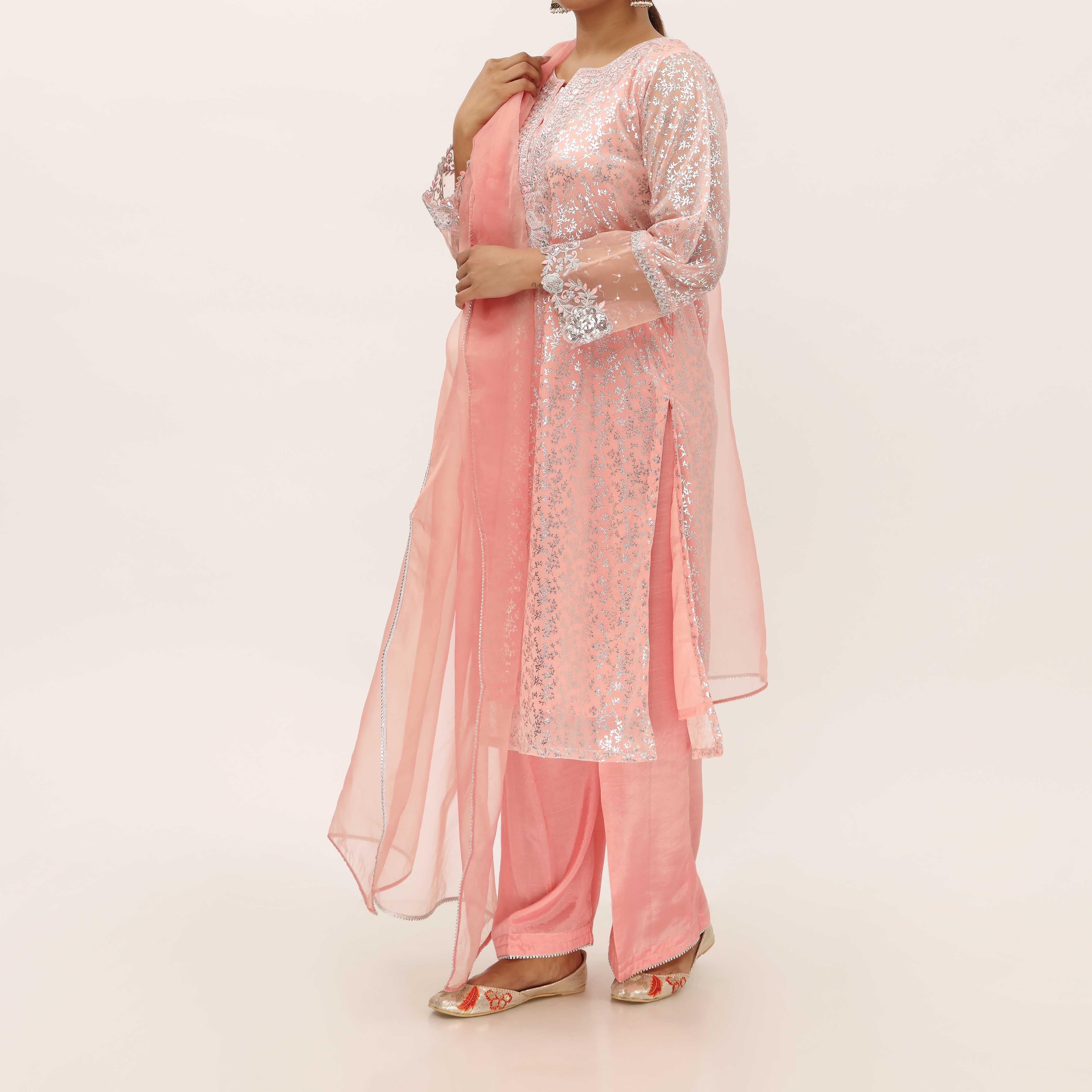 3PC- Foil Printed Poly Net Suit PS5278 - Image 4