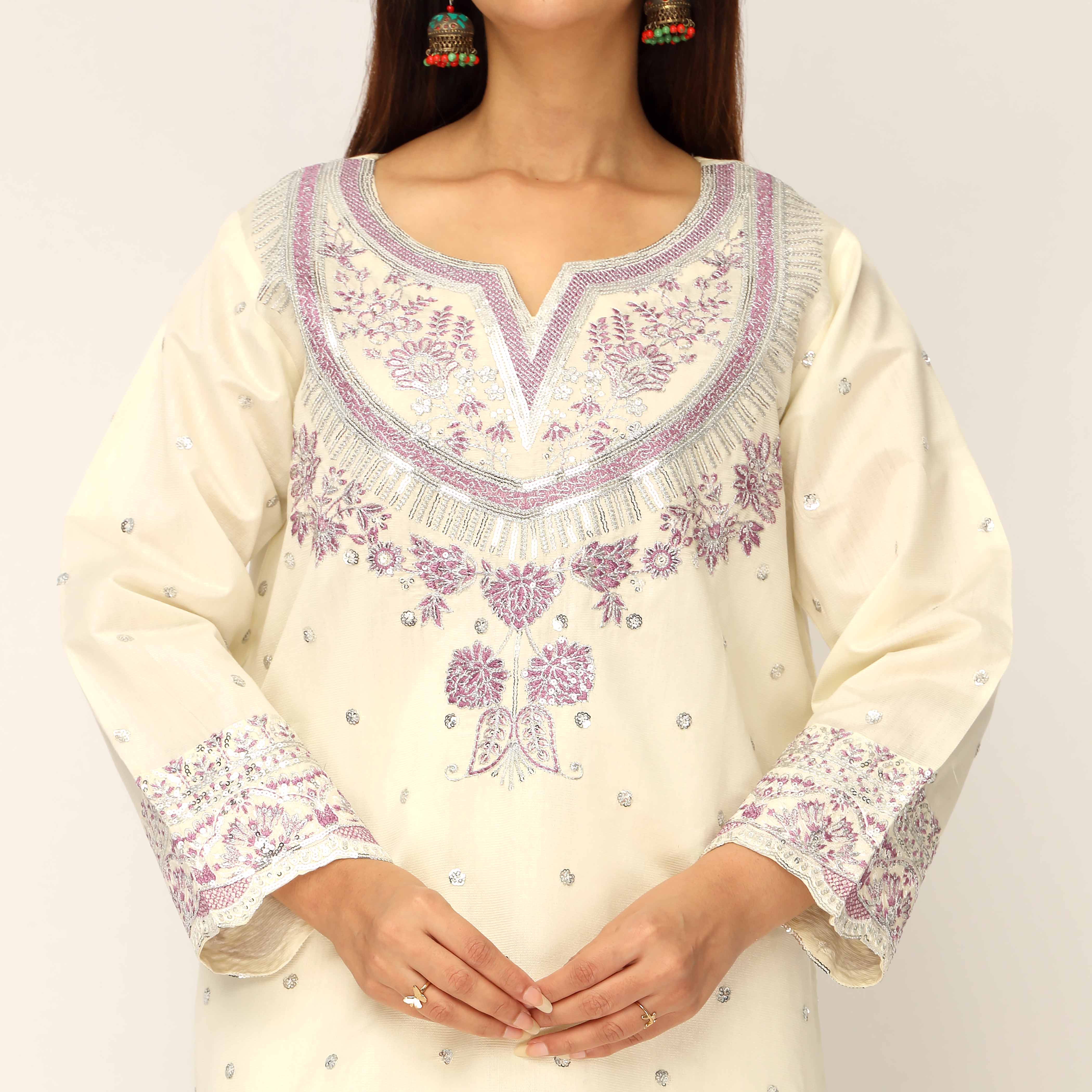3PC- Khadi Net Embellished Suit PF5014 - Image 2