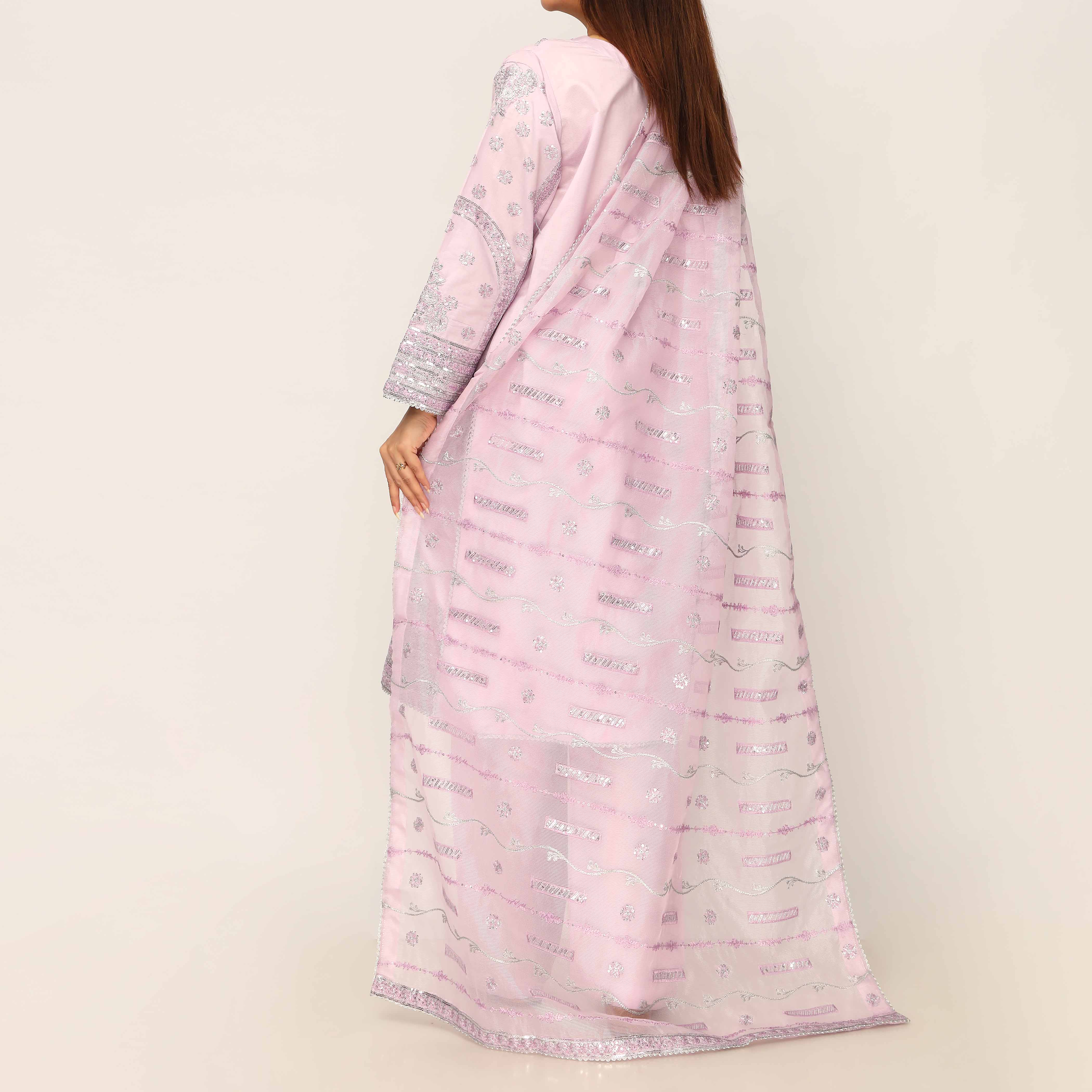 3PC- Khaddi Net Embellished Suit PF5044 - Image 4