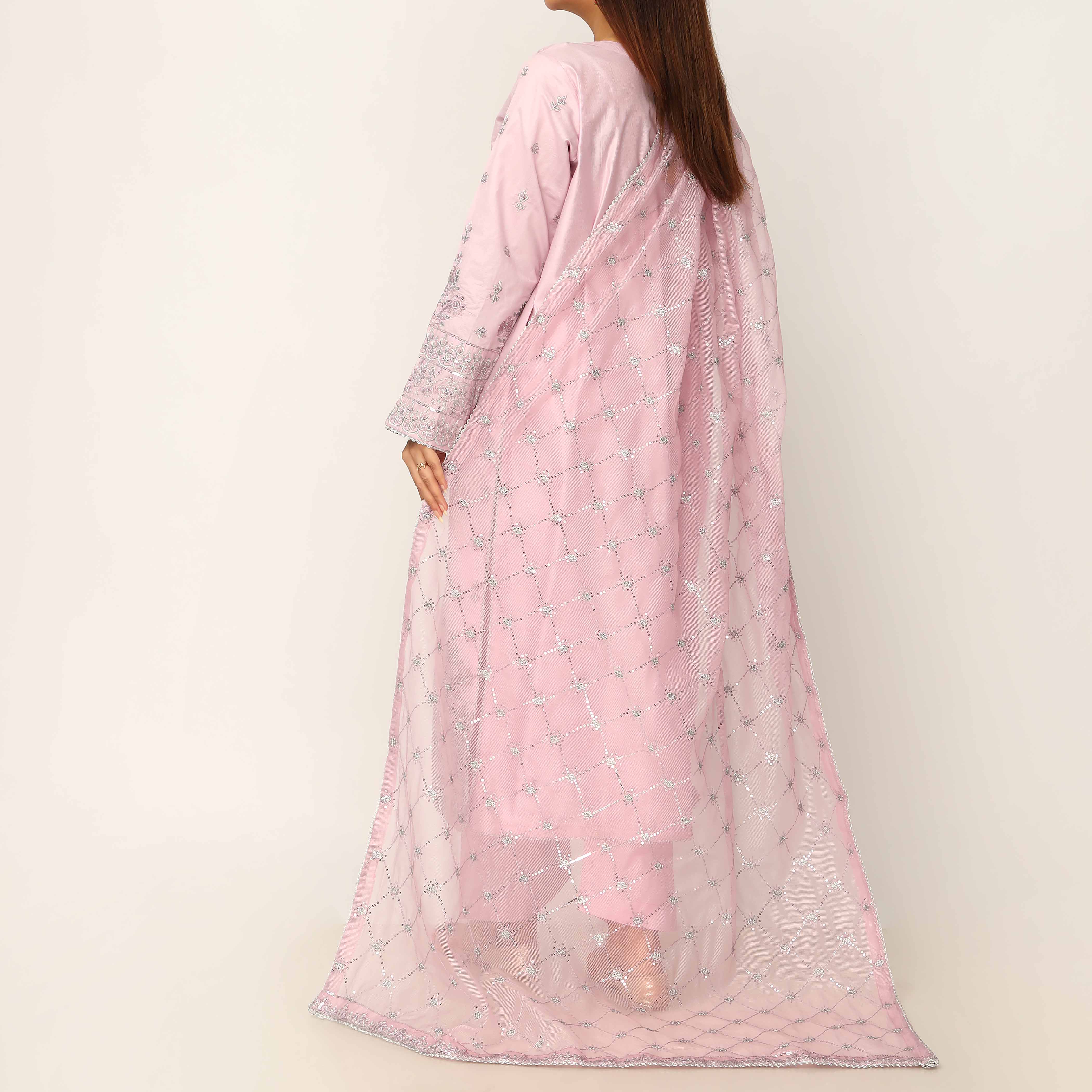 3PC- Khaddi Net Embellished Suit PF5132 - Image 4