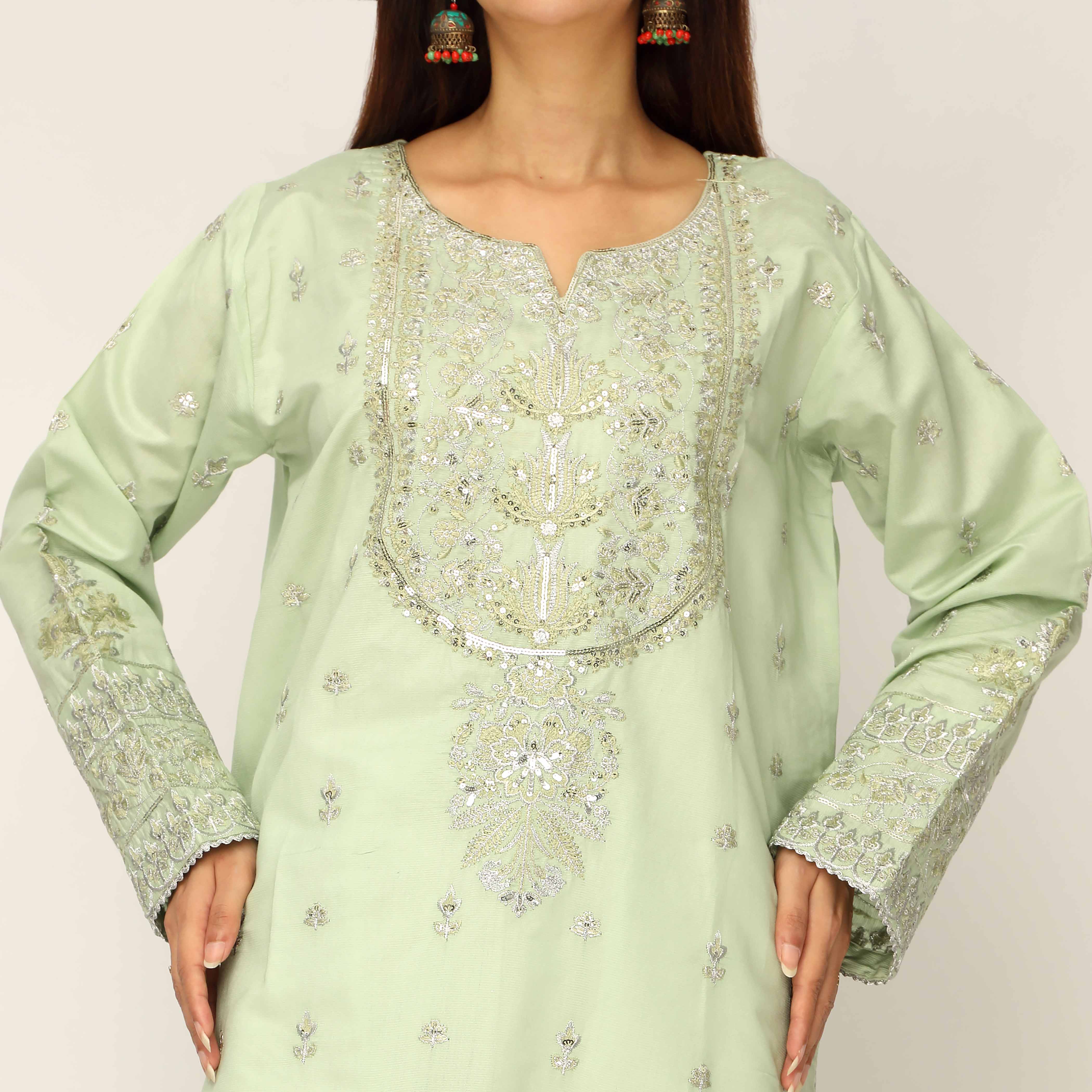 3PC- Khaddi Net Embellished Suit PF5133 - Image 2