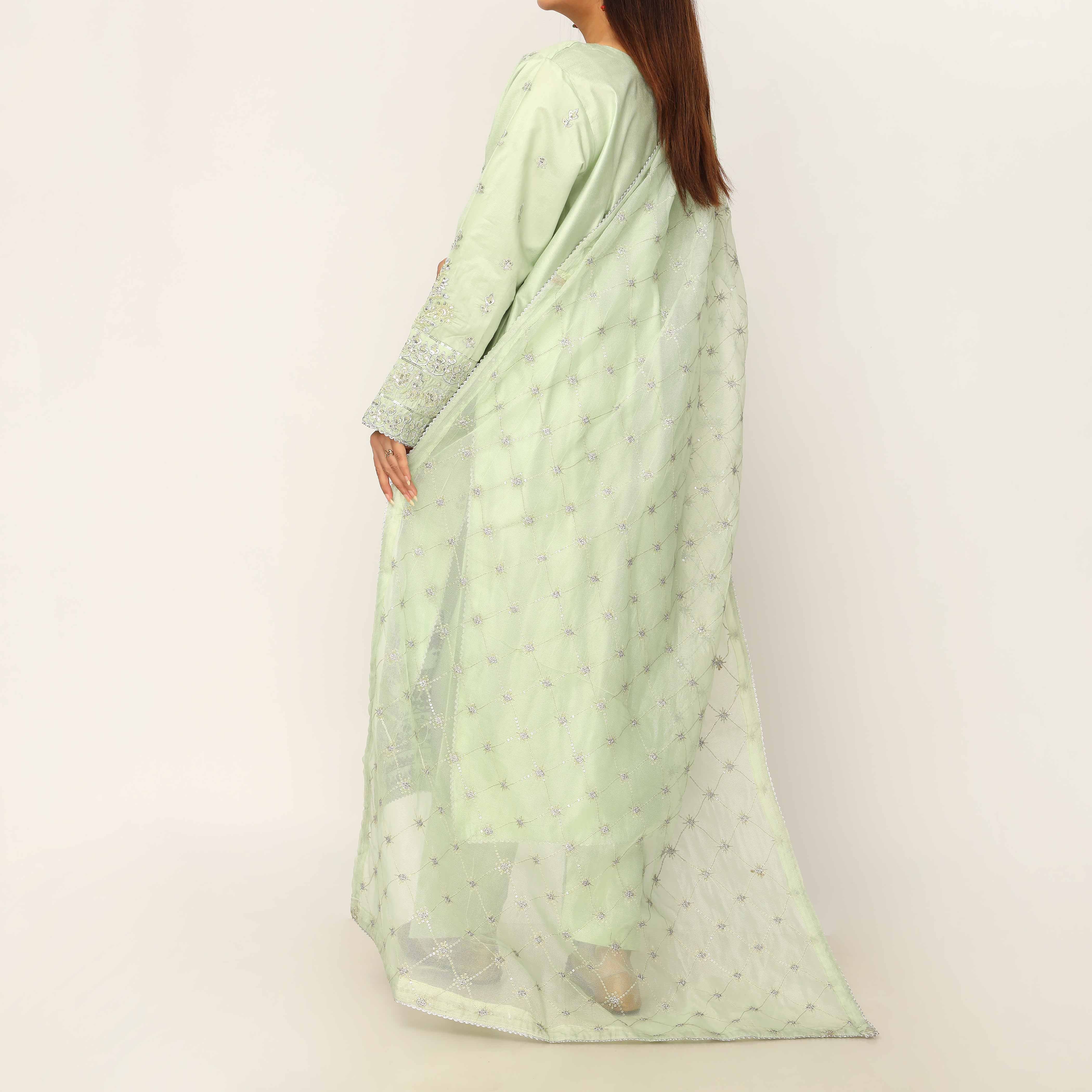 3PC- Khaddi Net Embellished Suit PF5133 - Image 4