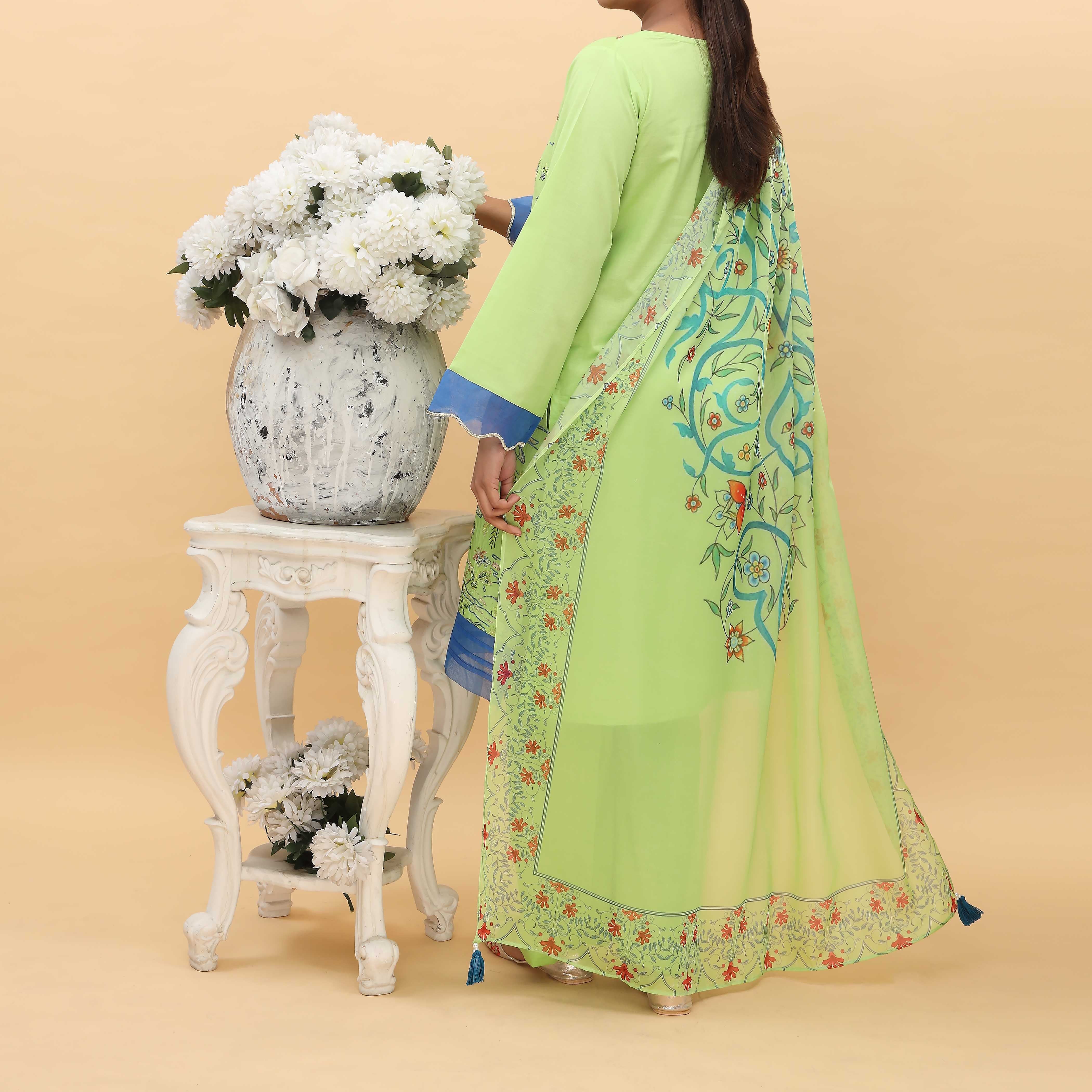 3PC- Printed Cambric Suit  PS5004 - Image 3