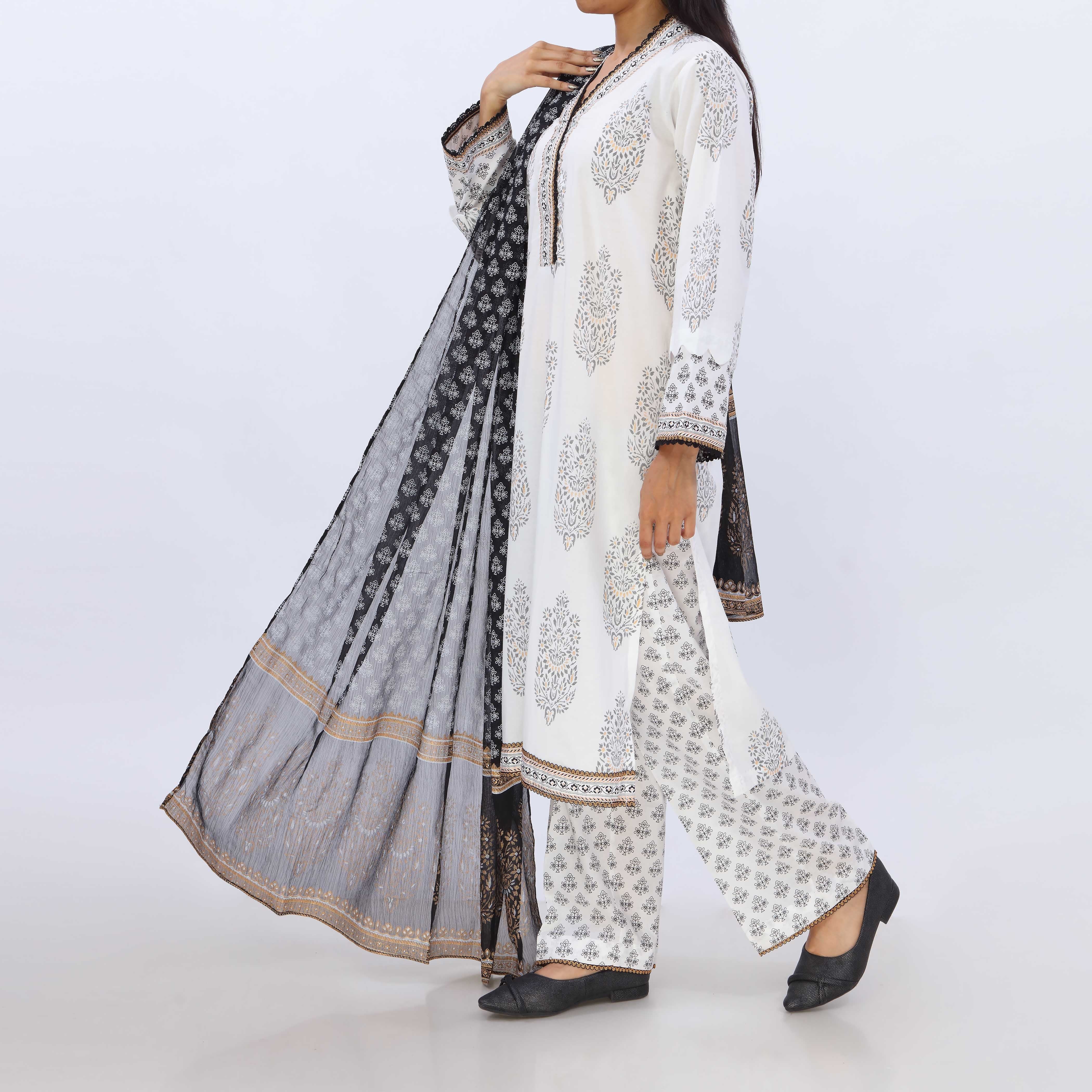 3PC- Printed Cambric Suit PS5155 - Image 4